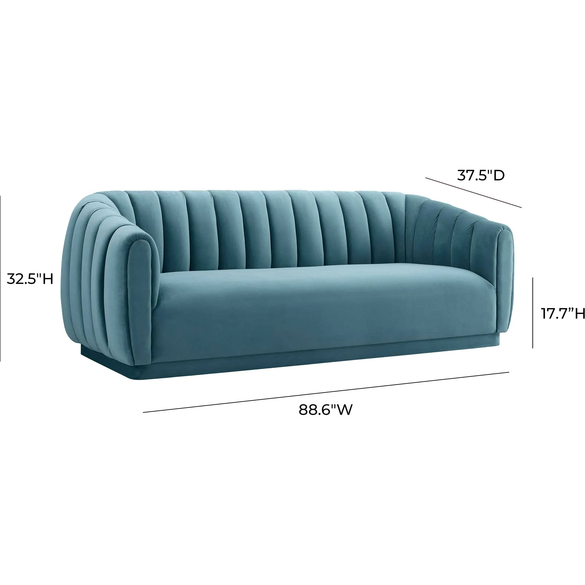 Arnold Velvet Sofa Sea Blue - Image 5