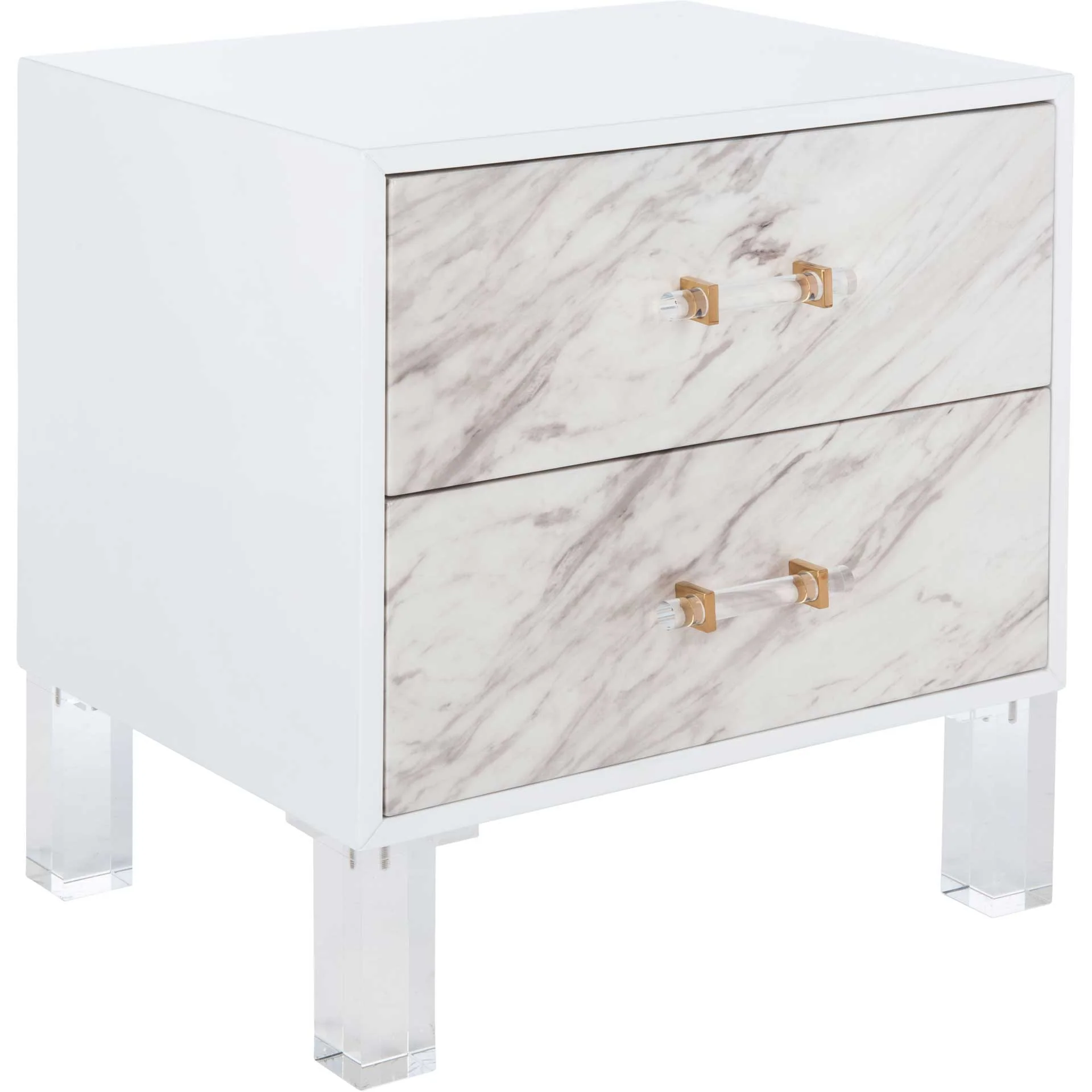 Array 2-Drawer Faux Marble Nightstand White/Clear - Image 2