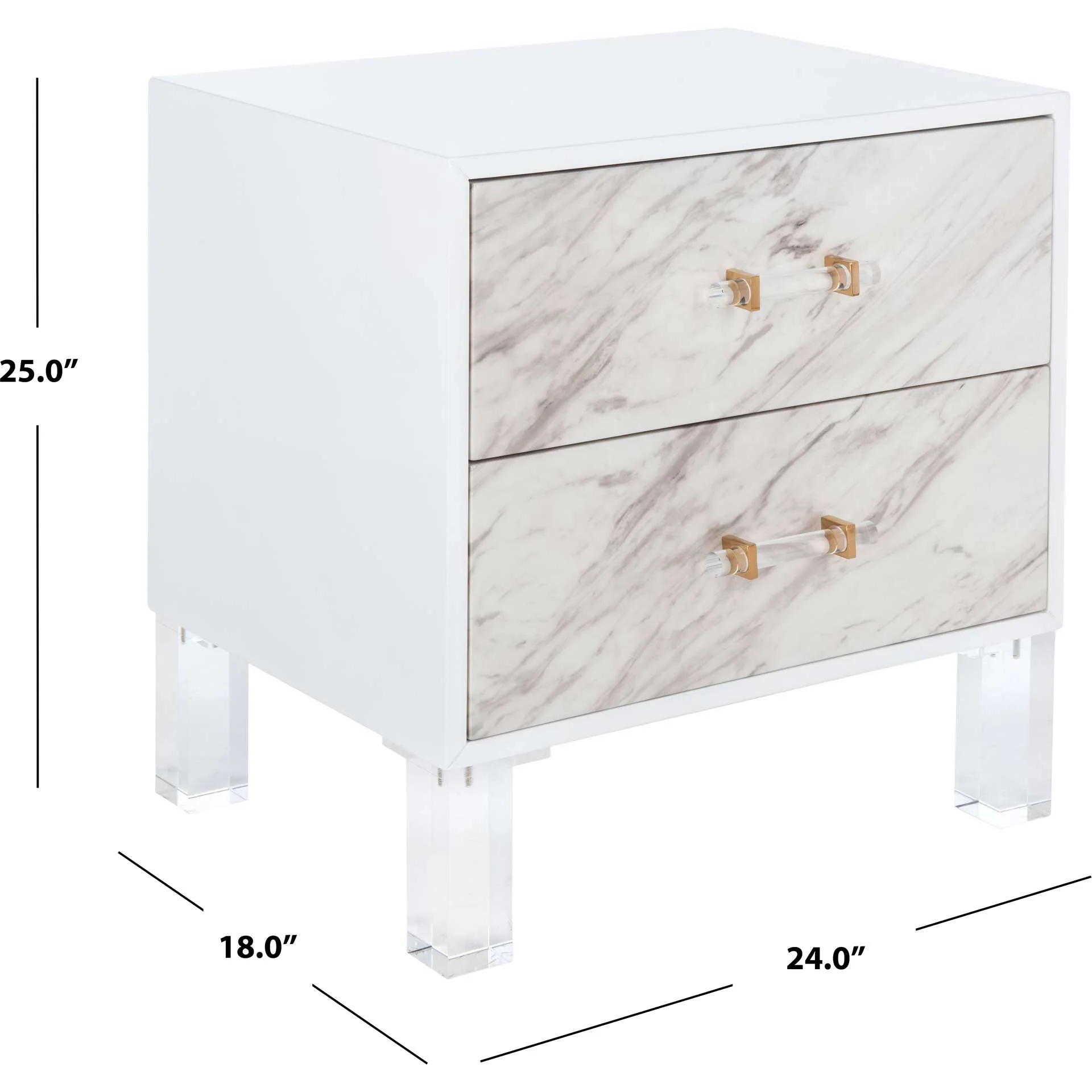 Array 2-Drawer Faux Marble Nightstand White/Clear - Image 8