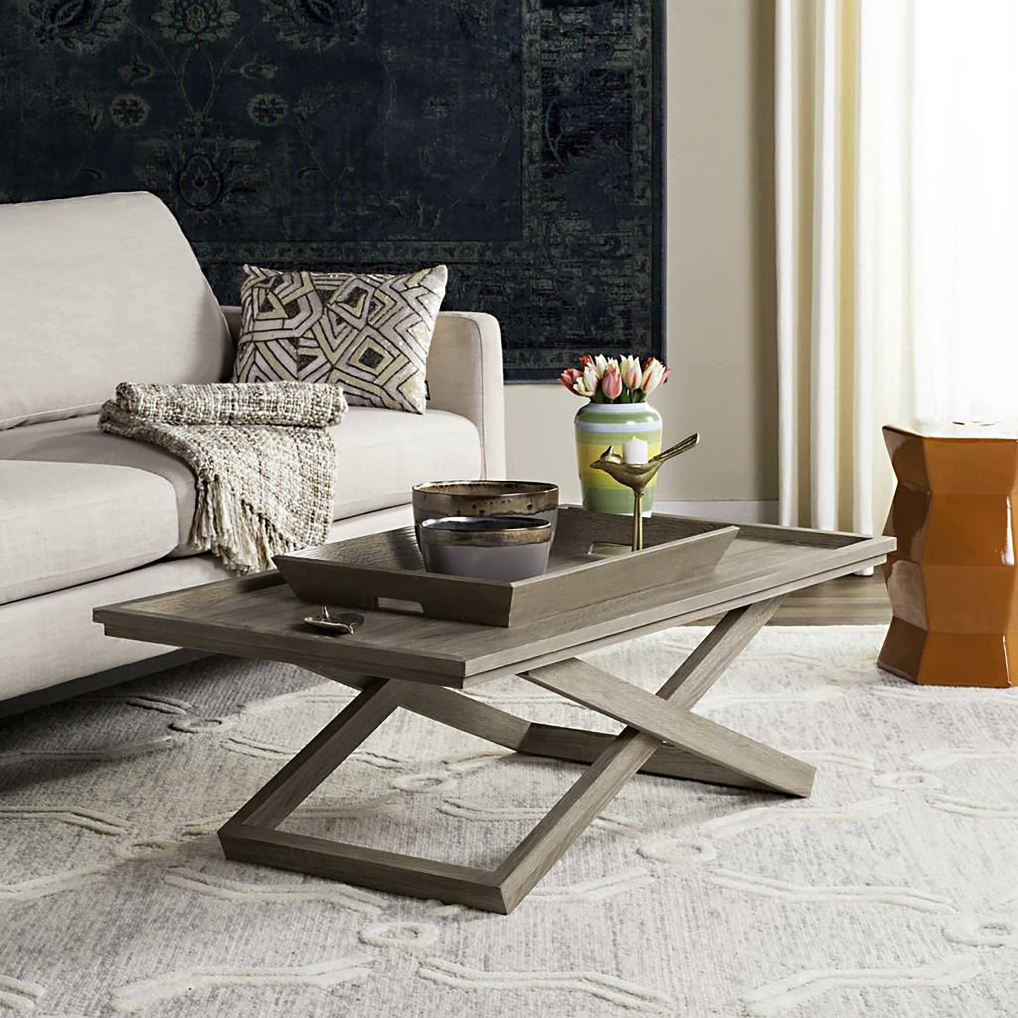 Arthur Cross Leg Coffee Table With Tray - Image 9
