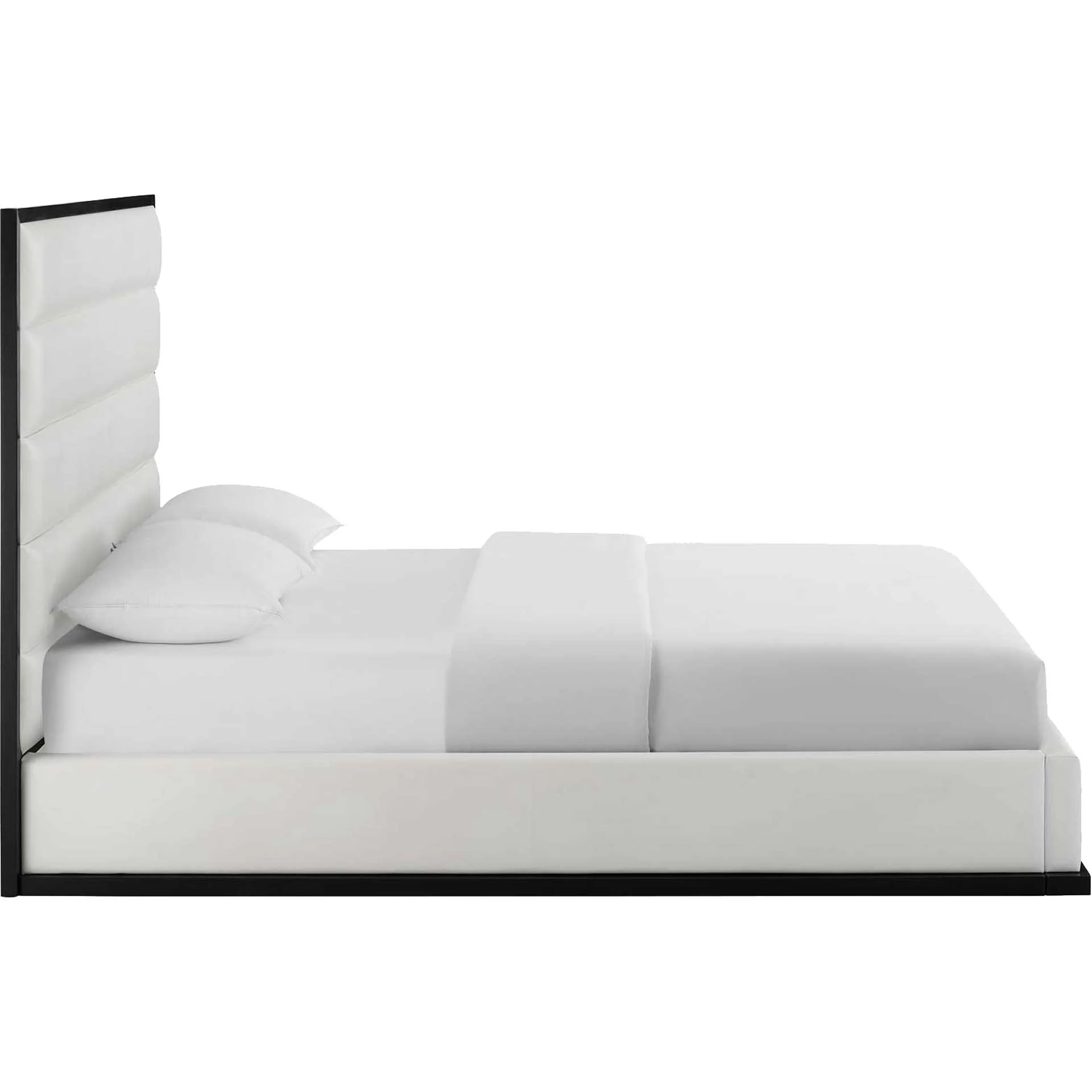 Asher Faux Leather Leather Platform Bed White - Image 3