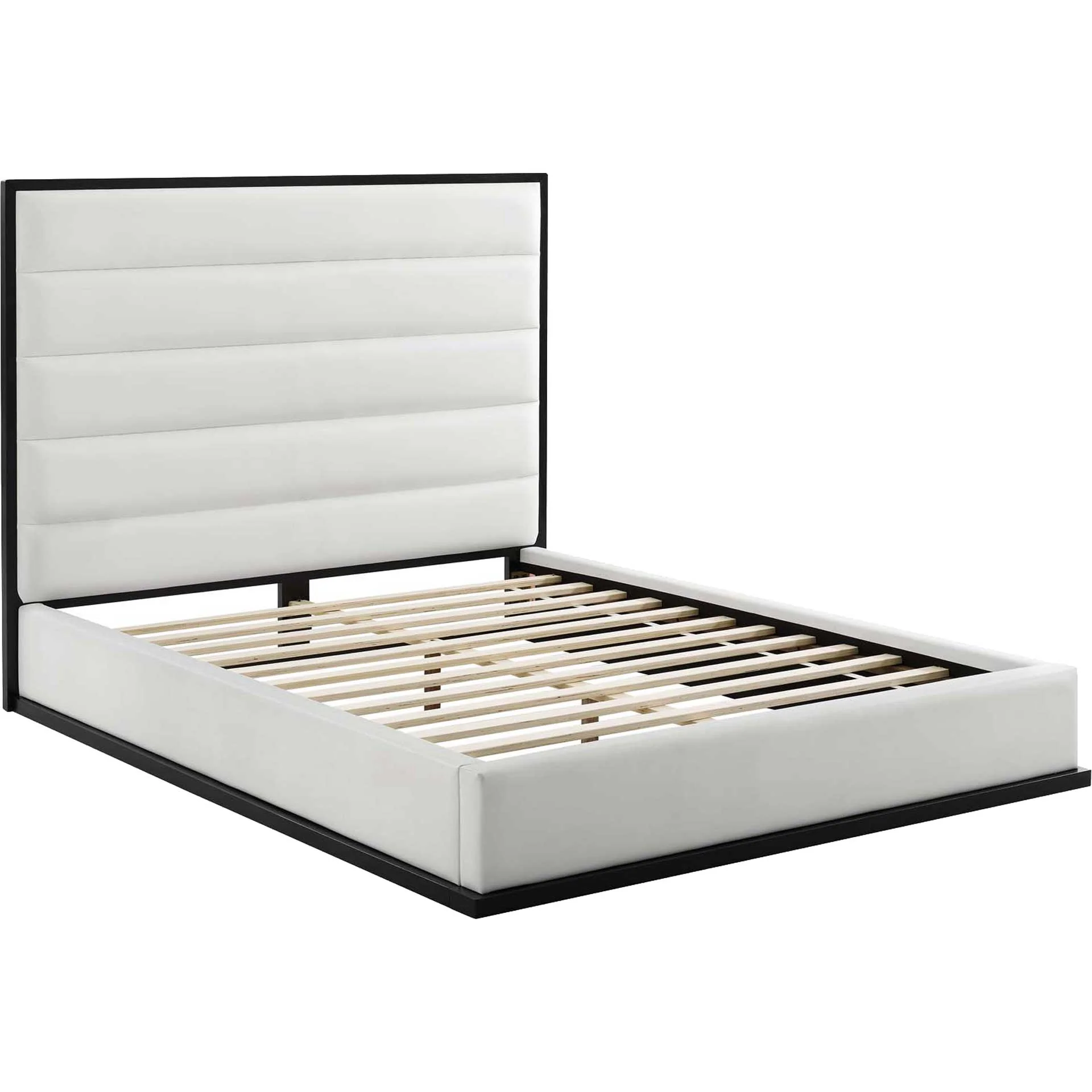 Asher Faux Leather Leather Platform Bed White - Image 4