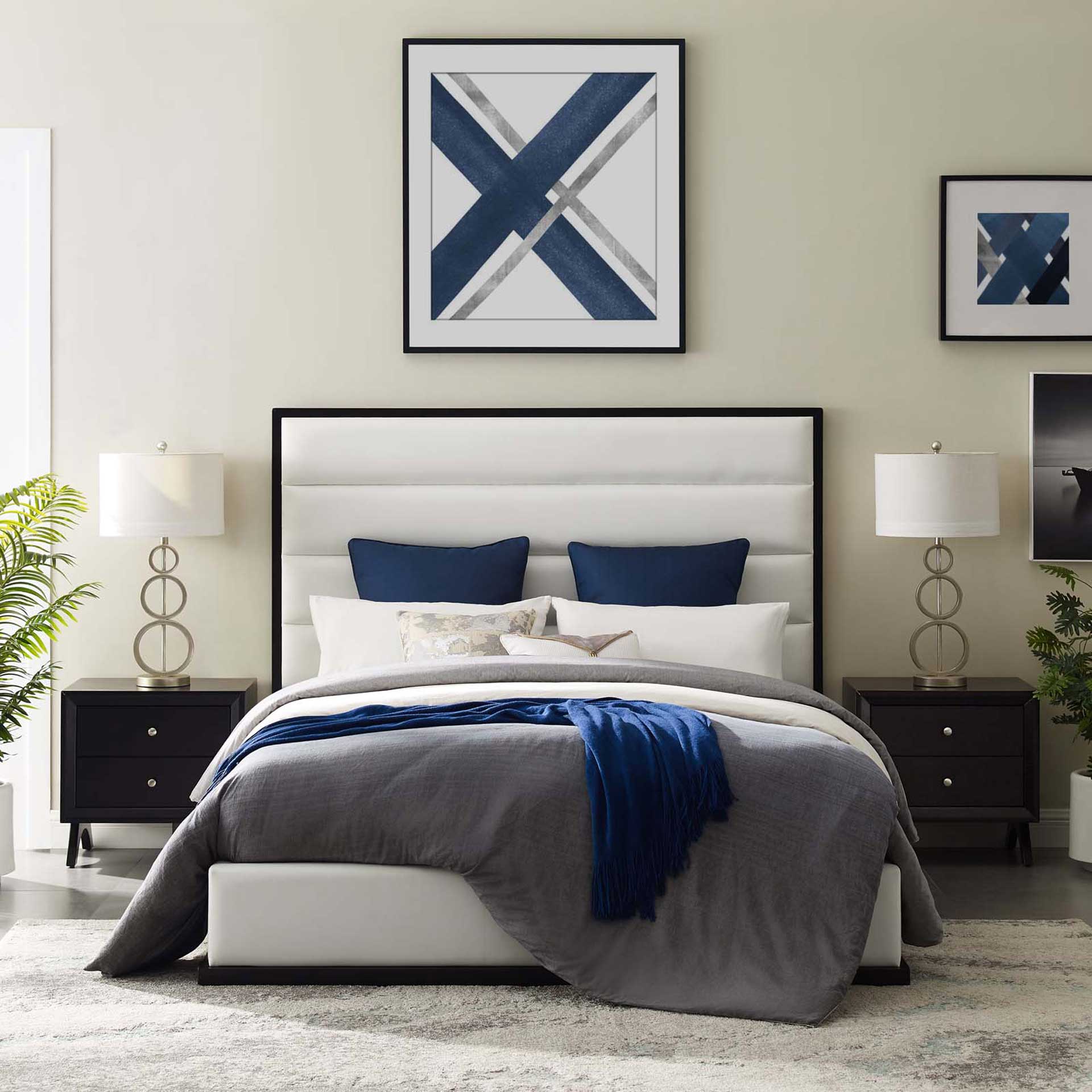 Asher Faux Leather Leather Platform Bed White - Image 5