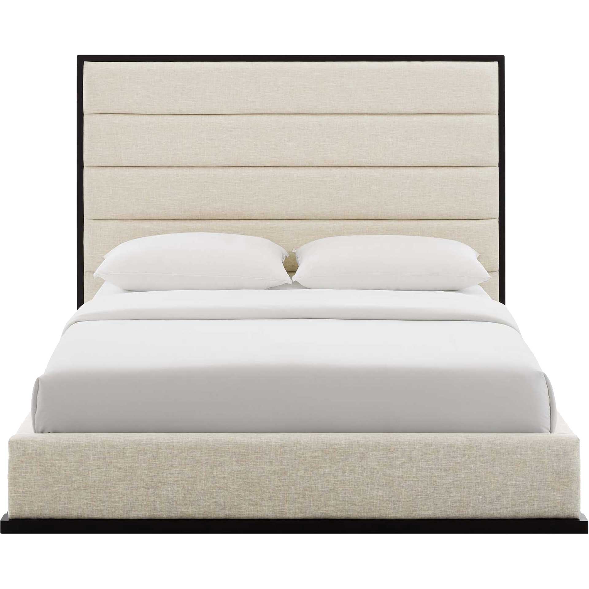 Asher Linen Fabric Platform Bed Beige - Image 2