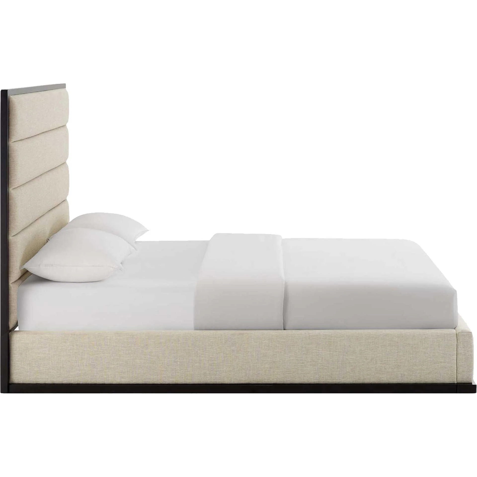 Asher Linen Fabric Platform Bed Beige - Image 3
