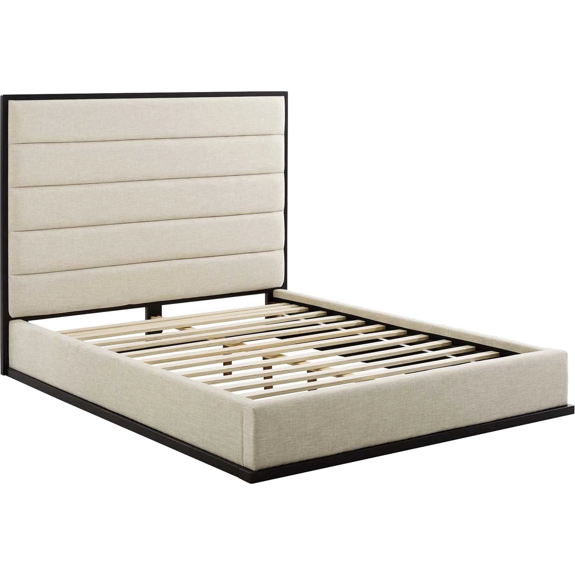 Asher Linen Fabric Platform Bed Beige - Image 4