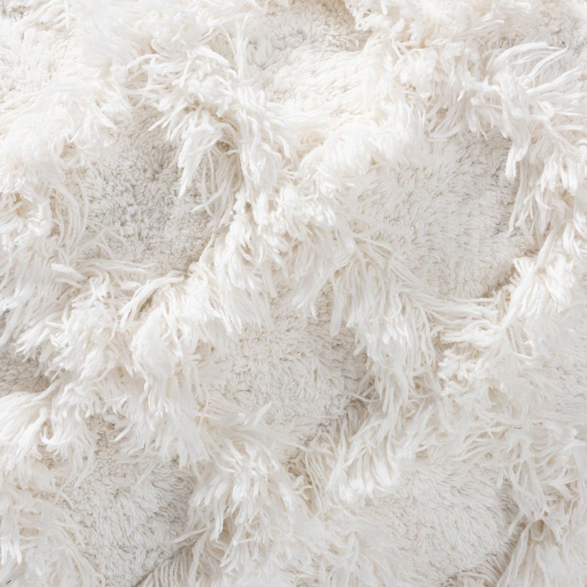 Ashley Handwoven Cotton Fringe Pouf Ivory - Image 3