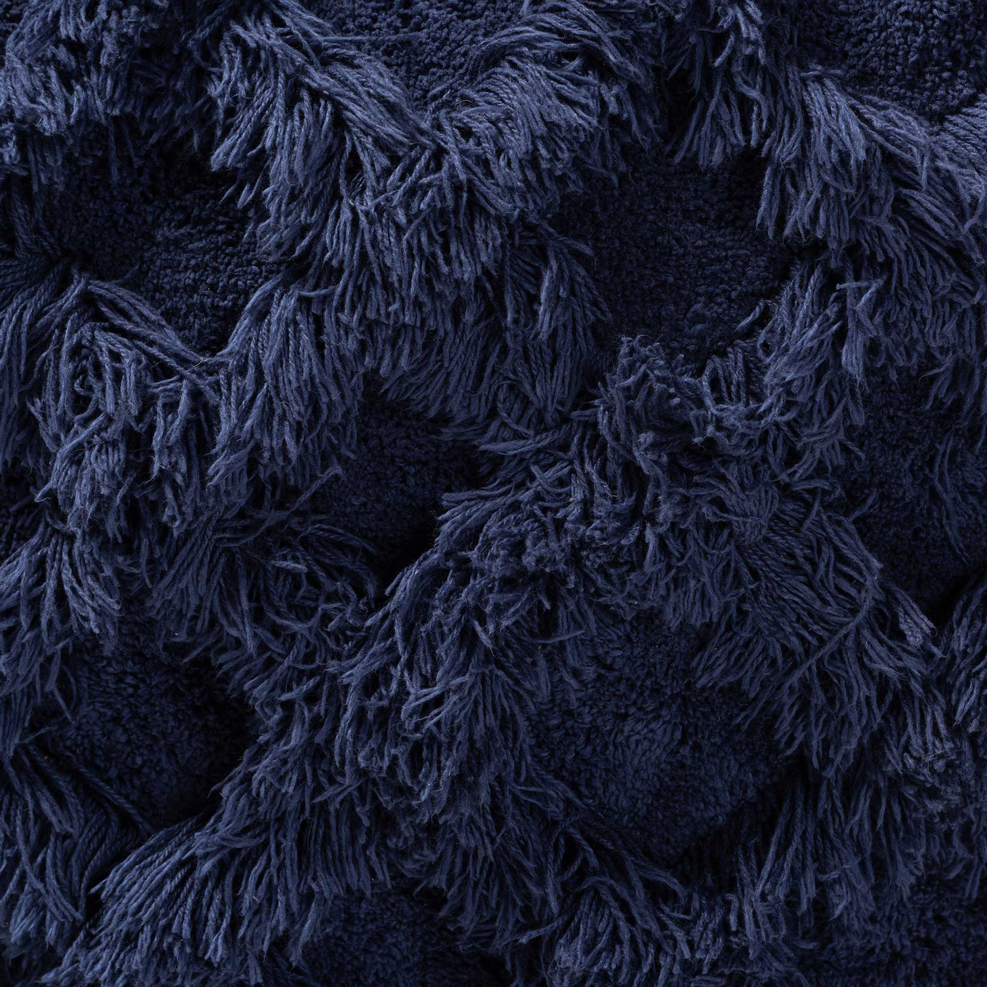 Ashley Handwoven Cotton Fringe Pouf Navy - Image 3