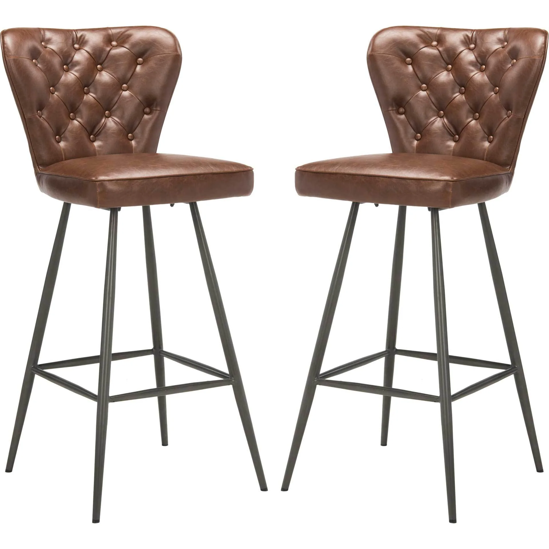 Ashlynn Leather Tufted Bar Stool (Set of 2) - Image 2