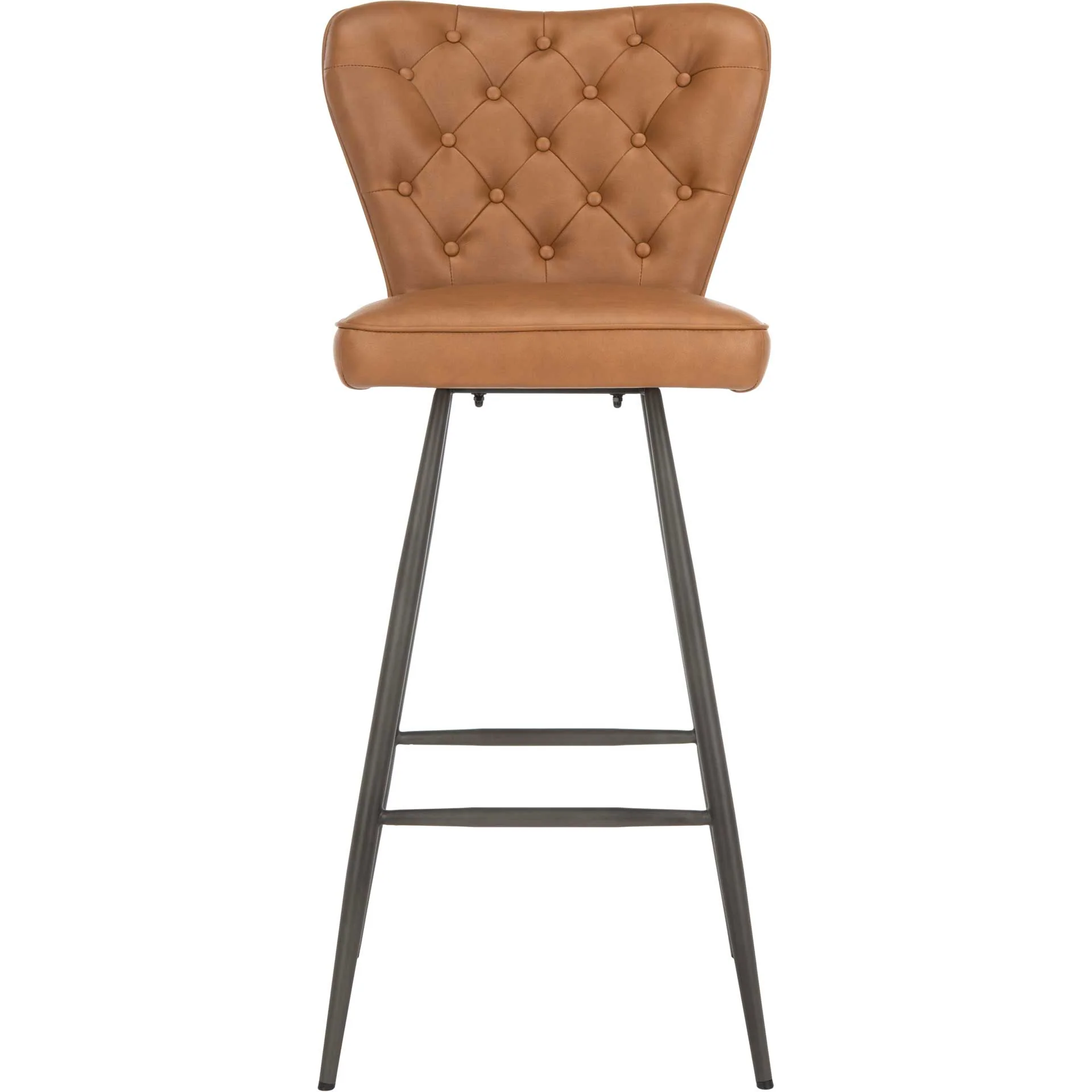 Ashlynn Leather Tufted Bar Stool Camel/Black (Set of 2) - Image 3