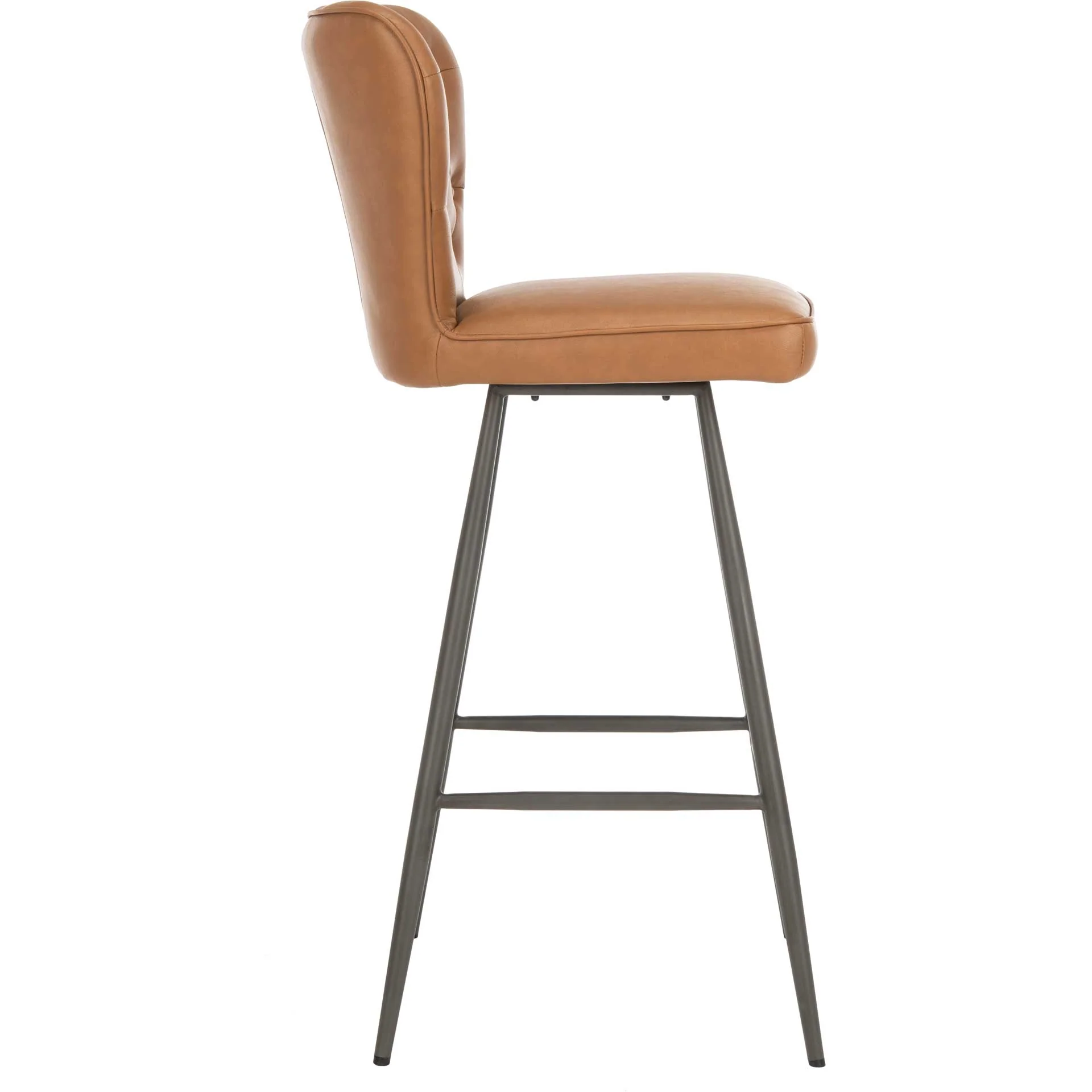 Ashlynn Leather Tufted Bar Stool Camel/Black (Set of 2) - Image 4