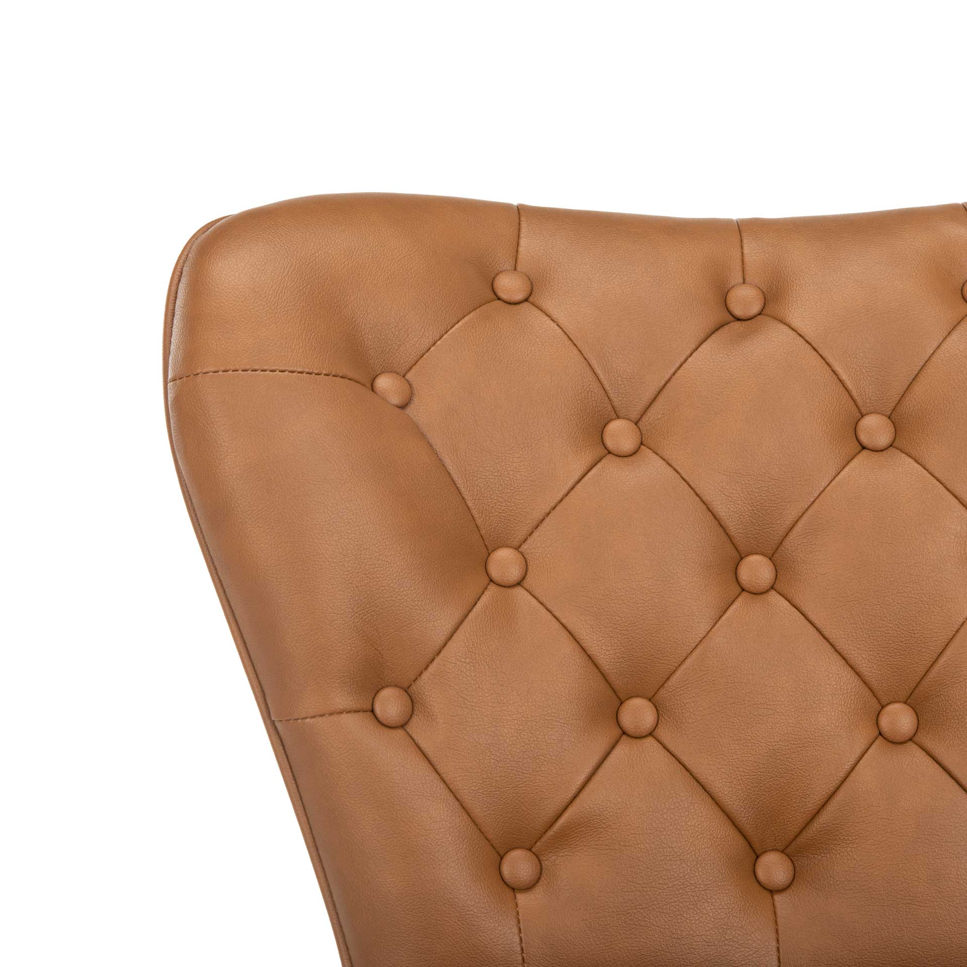Ashlynn Leather Tufted Bar Stool Camel/Black (Set of 2) - Image 6