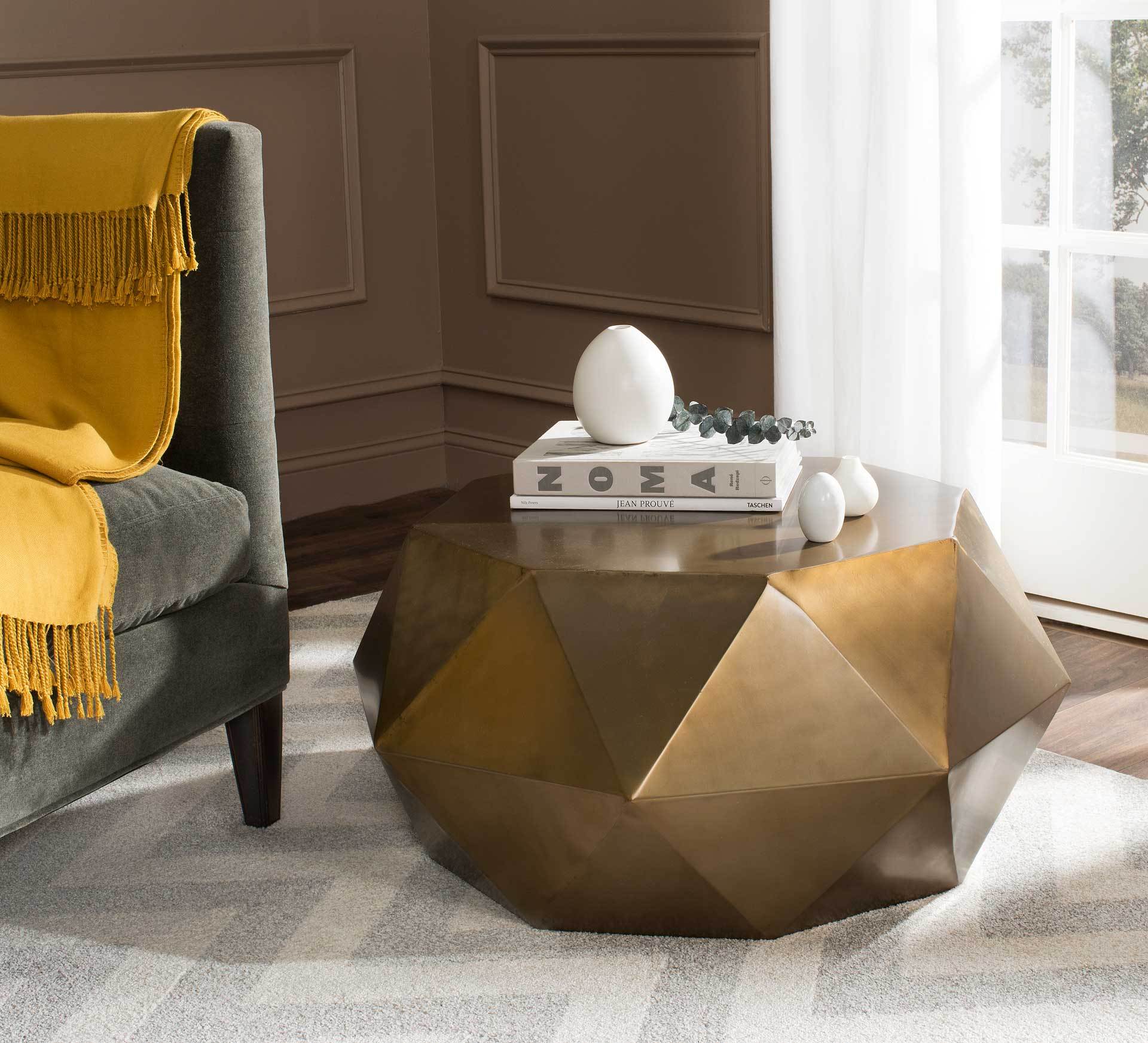 Aspen Faceted Coffee Table Brass - Image 3