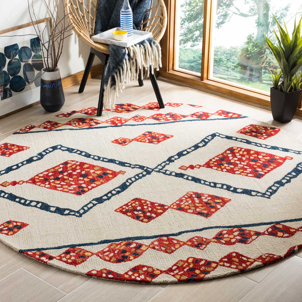 Aspen Ivory/Red/Multi Round Rug - Image 3