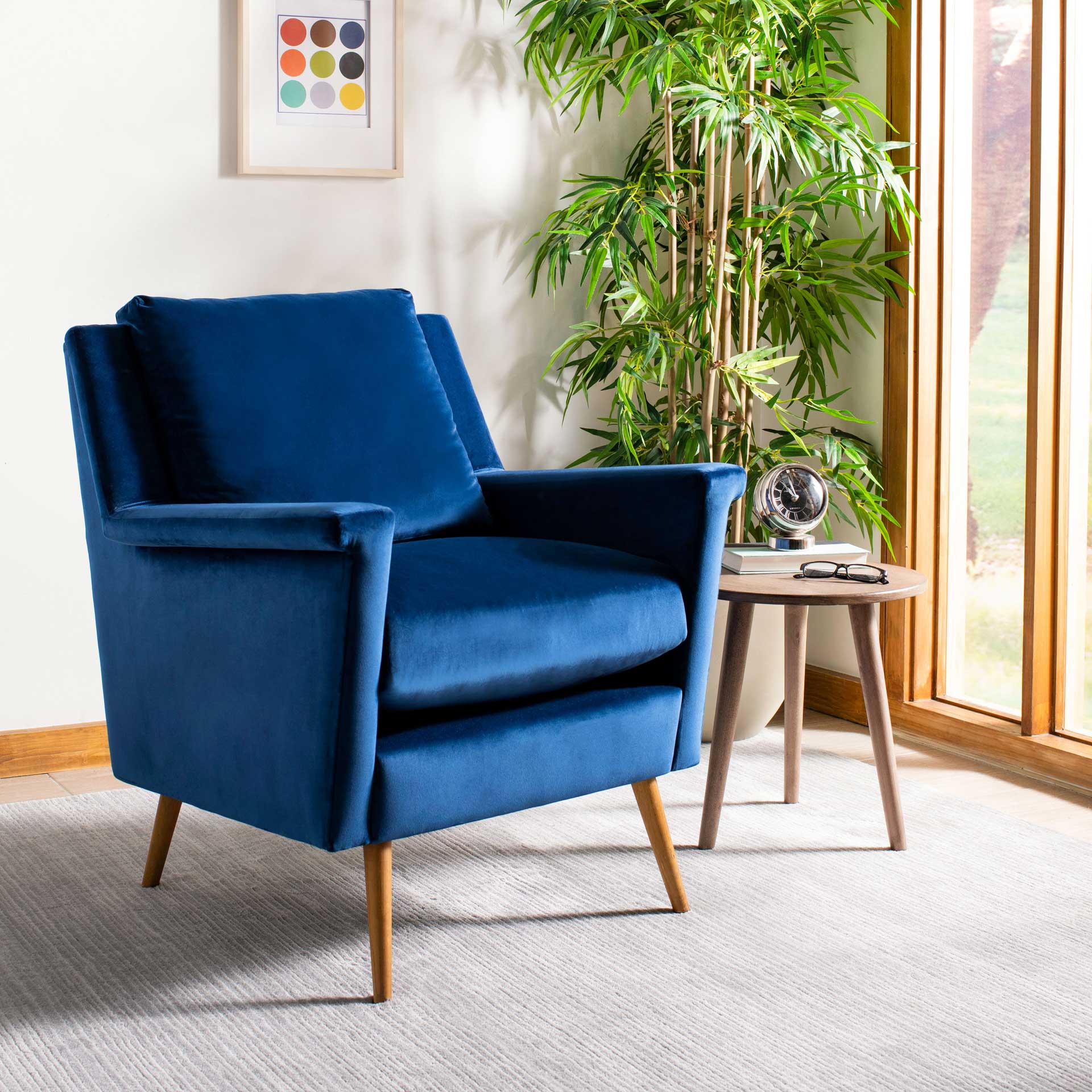 Aspen Mid Century Arm Chair Navy/Natural - Image 10