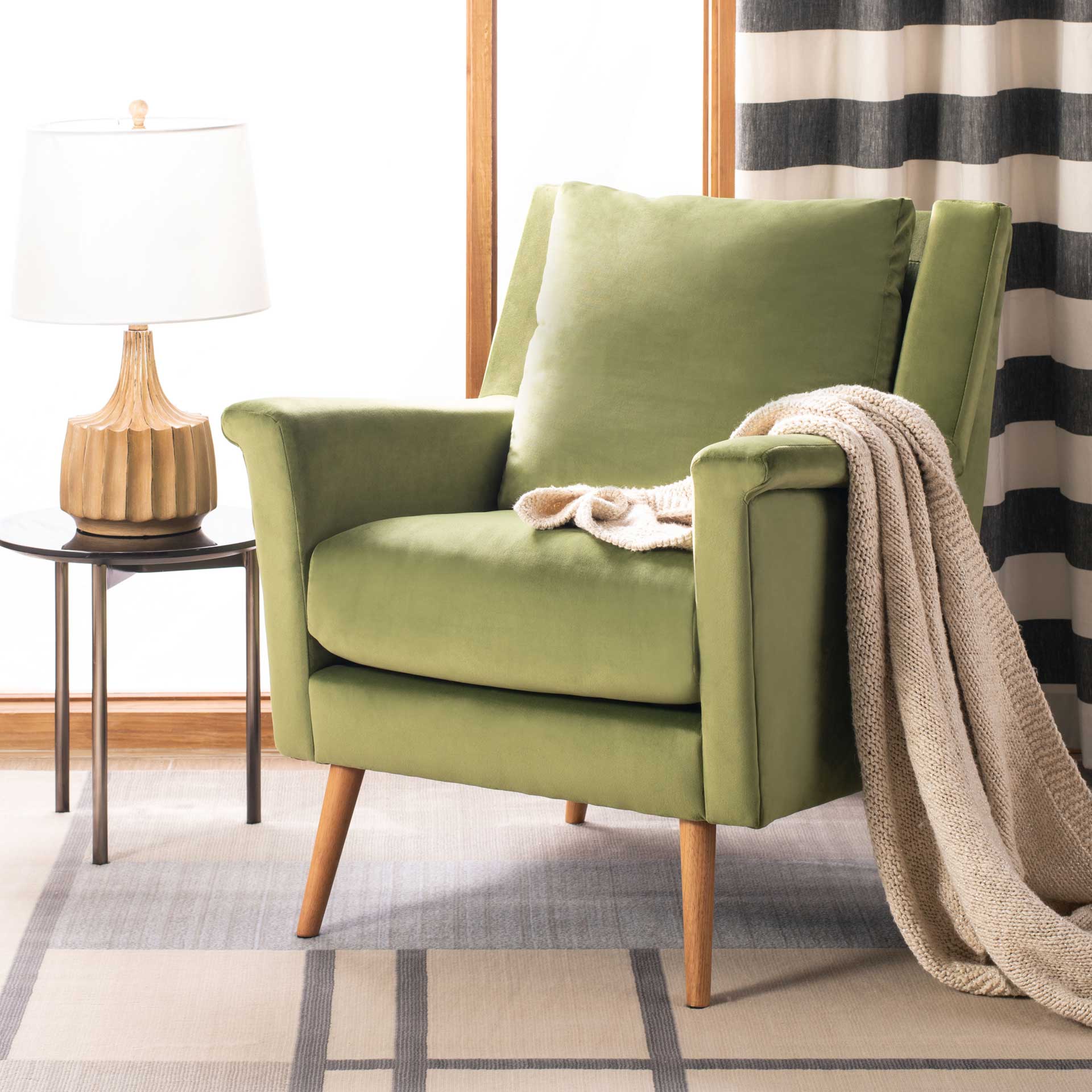 Aspen Mid Century Arm Chair Olive/Natural - Image 9