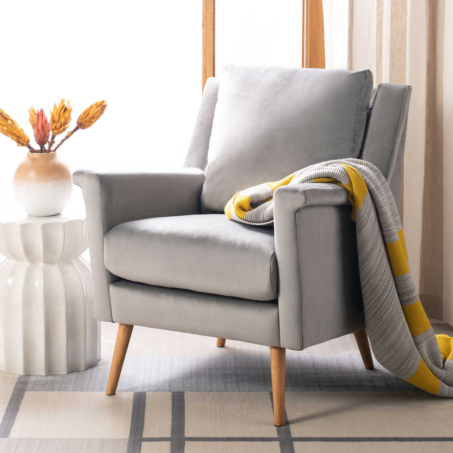 Aspen Mid Century Arm Chair Stone/Natural - Image 9