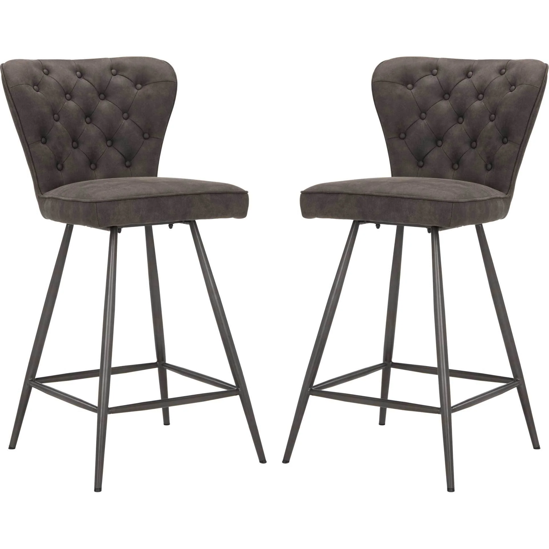 Aster Leather Counter Stool Gray (Set of 2) - Image 2