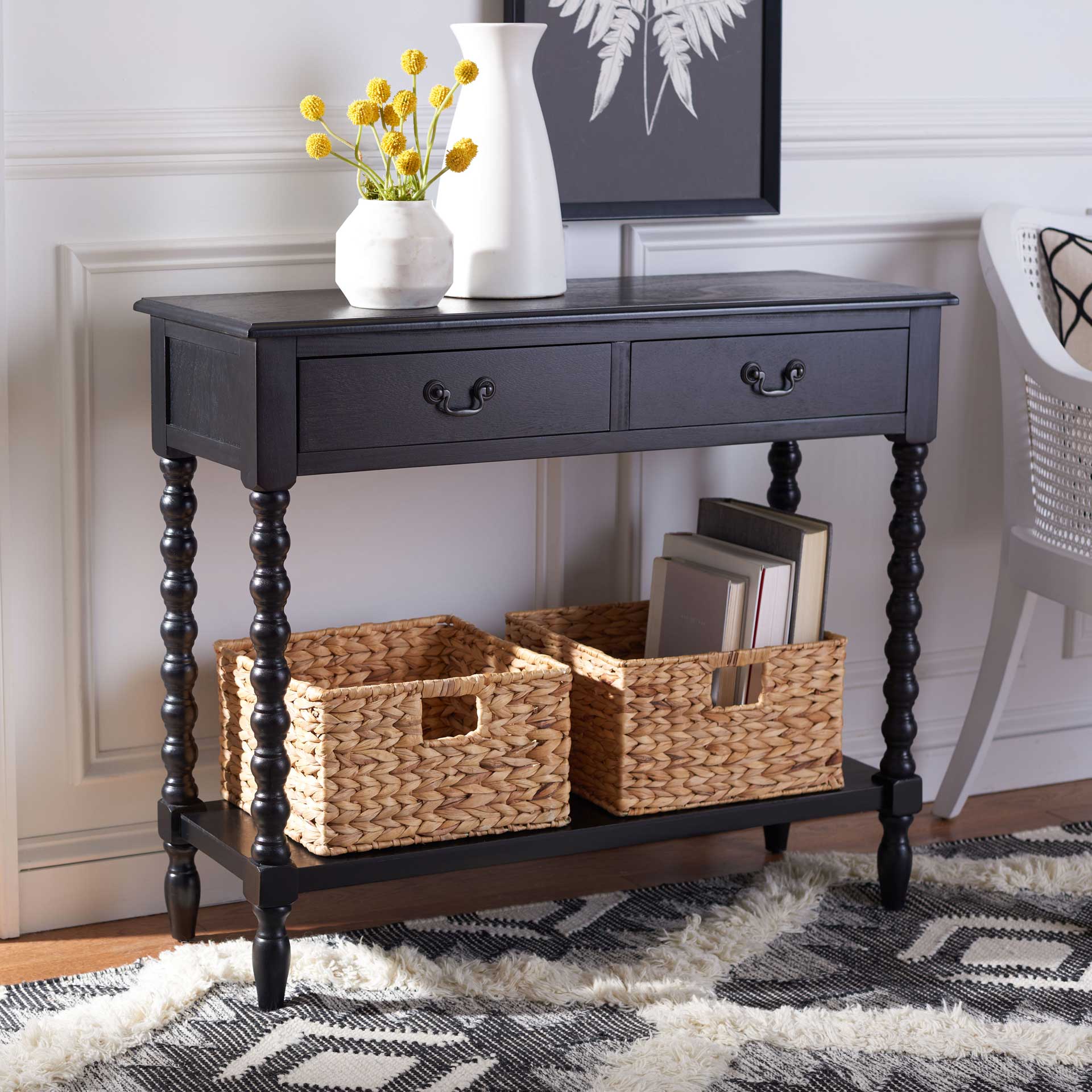 Atalia 2 Drawer Console Table Black - Image 8