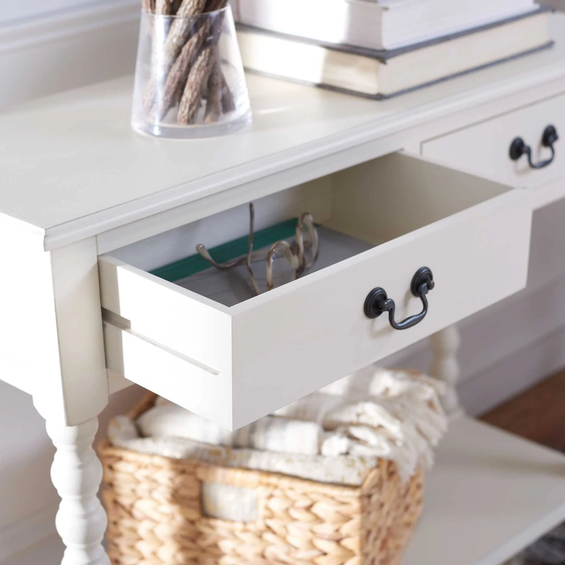 Atalia 2 Drawer Console Table Distressed White - Image 8