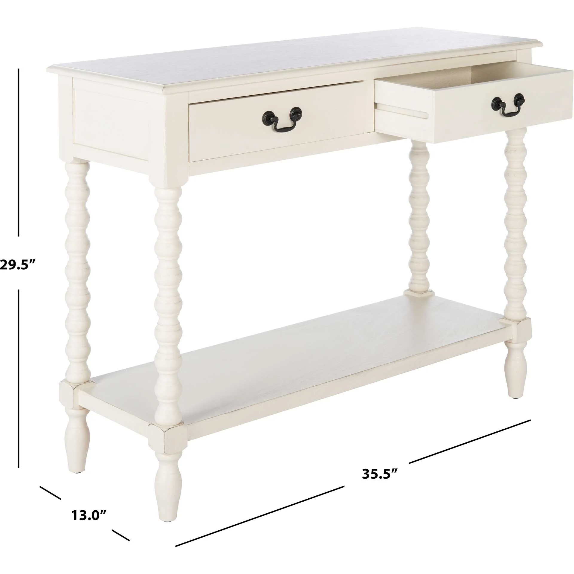 Atalia 2 Drawer Console Table Distressed White - Image 9