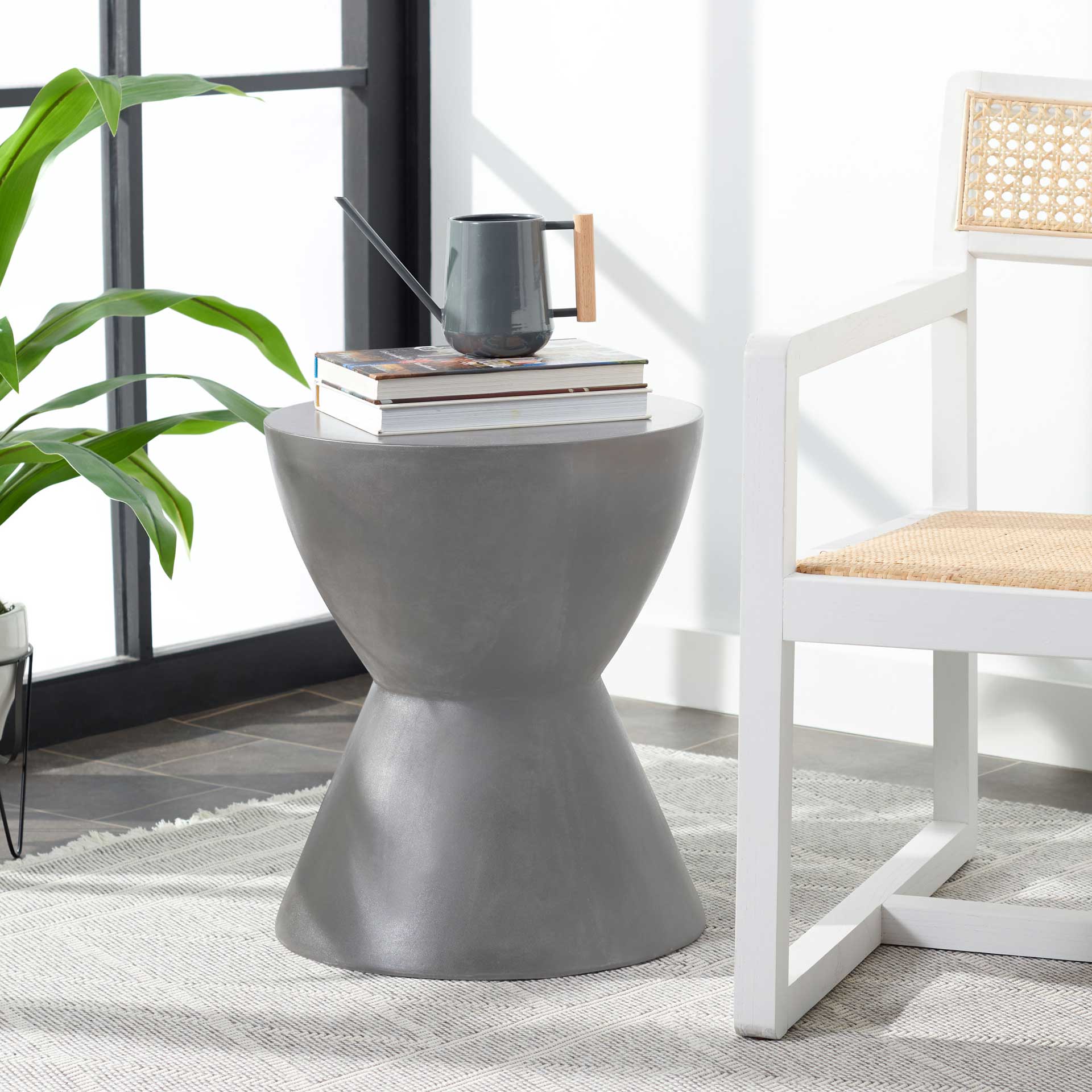 Atalia Modern Concrete Round Accent Table Dark Gray - Image 3