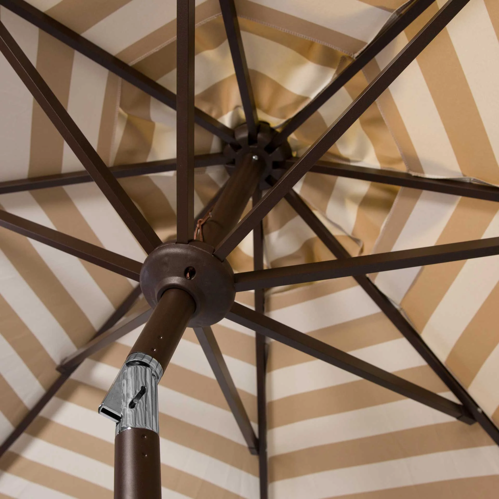 Atara Striped Outdoor Auto Tilt Umbrella Beige/White - Image 3