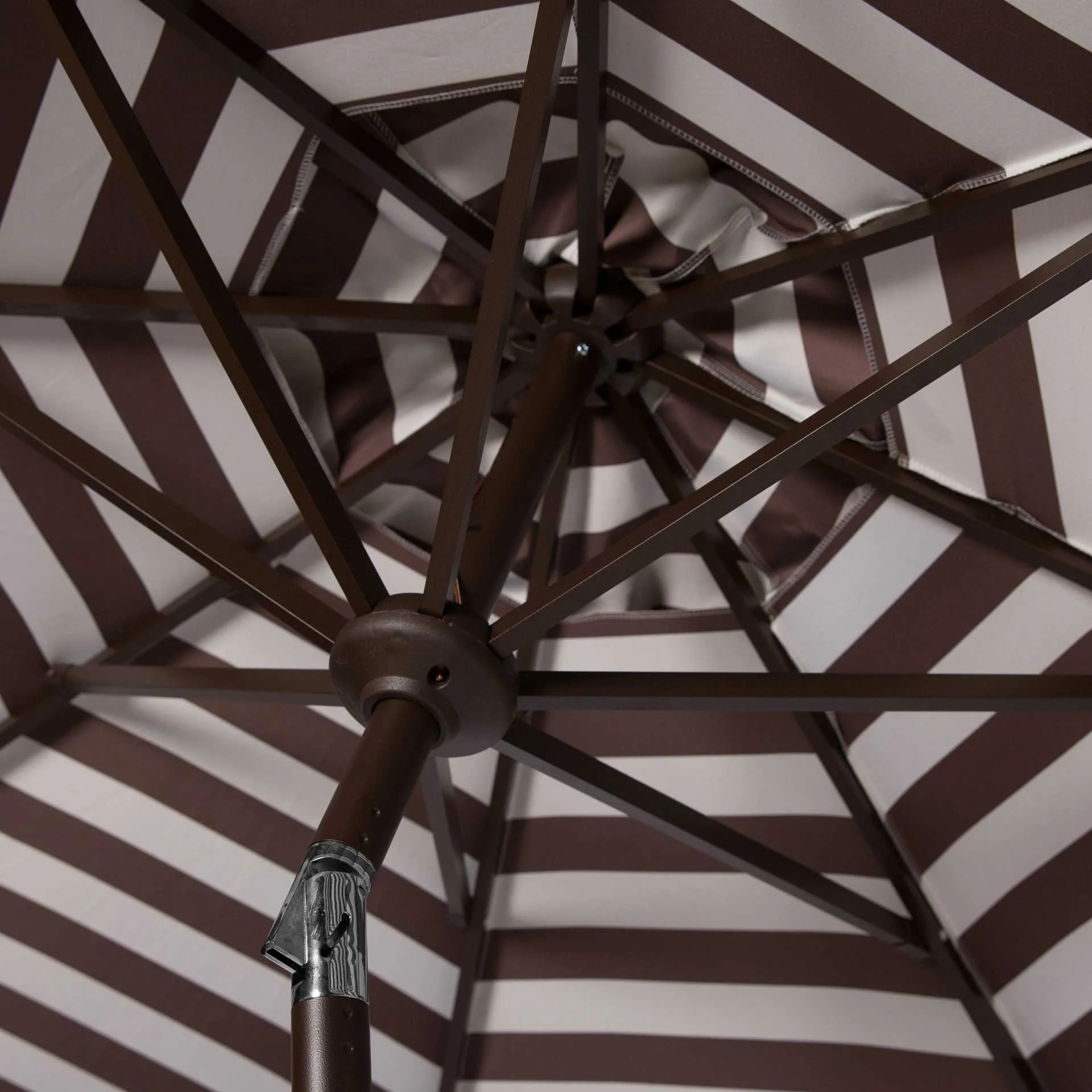 Atara Striped Outdoor Auto Tilt Umbrella Brown/White - Image 3
