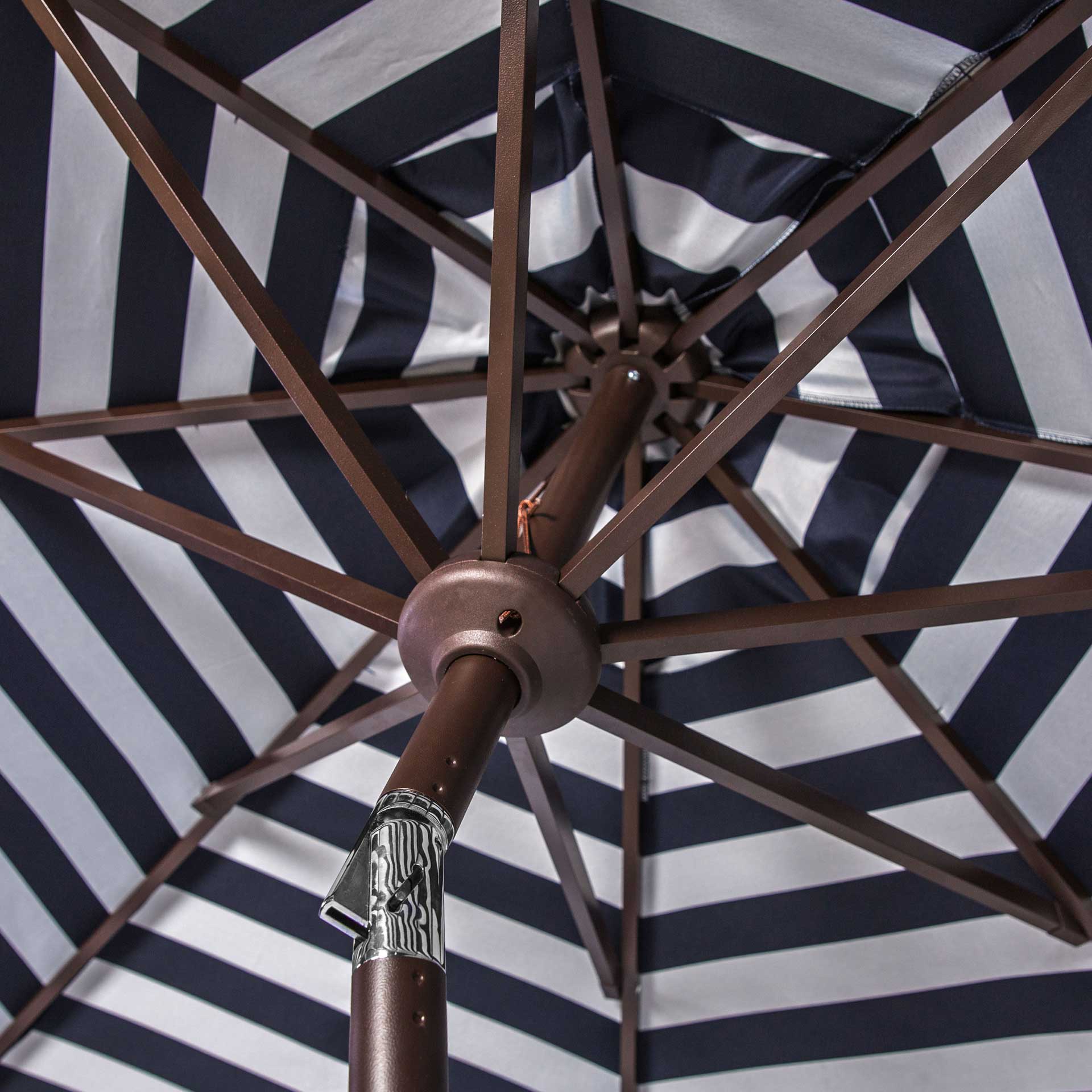 Atara Striped Outdoor Auto Tilt Umbrella Navy/White - Image 3