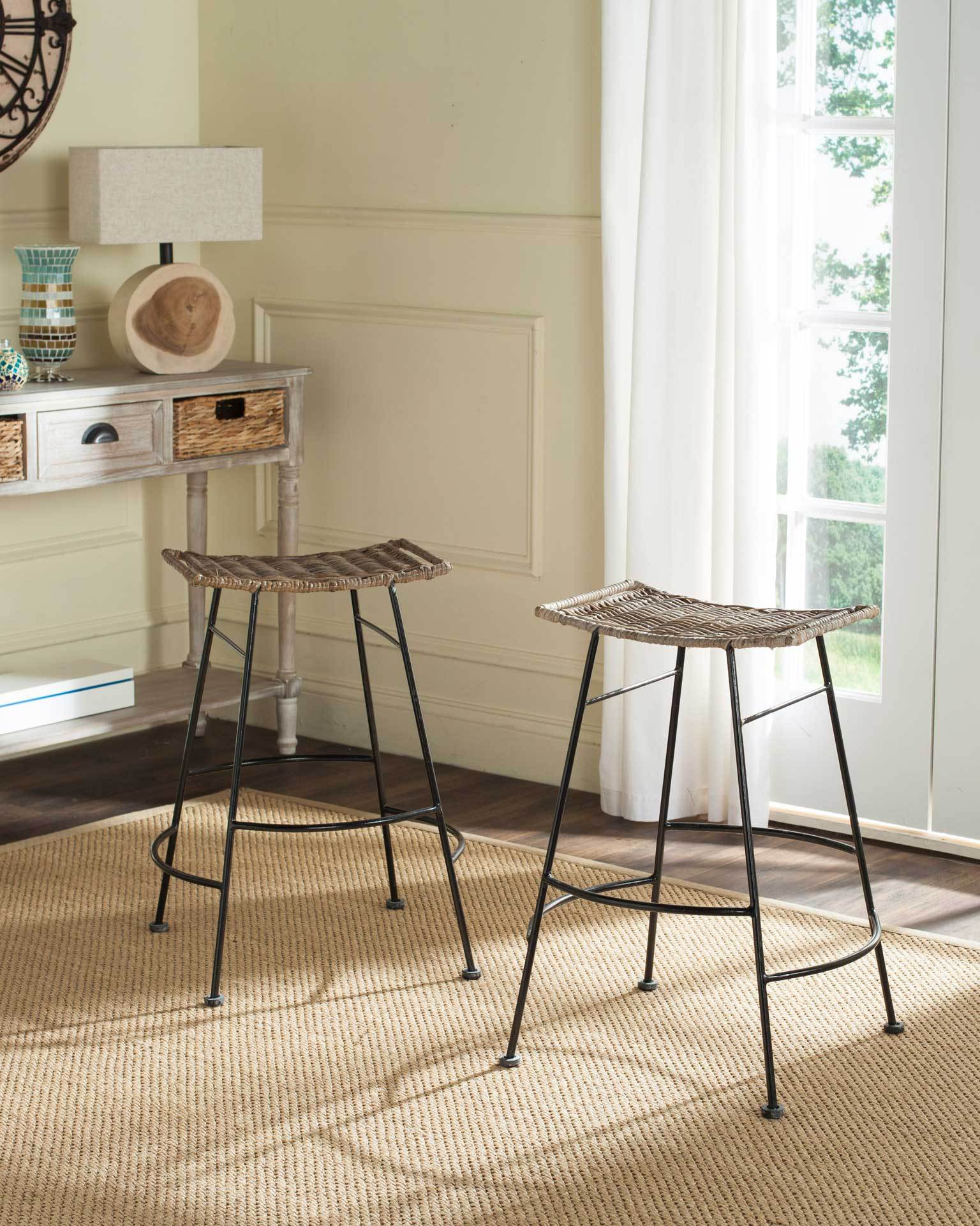 Athena Rattan Seat Bar Stool (Set of 2) - Image 8