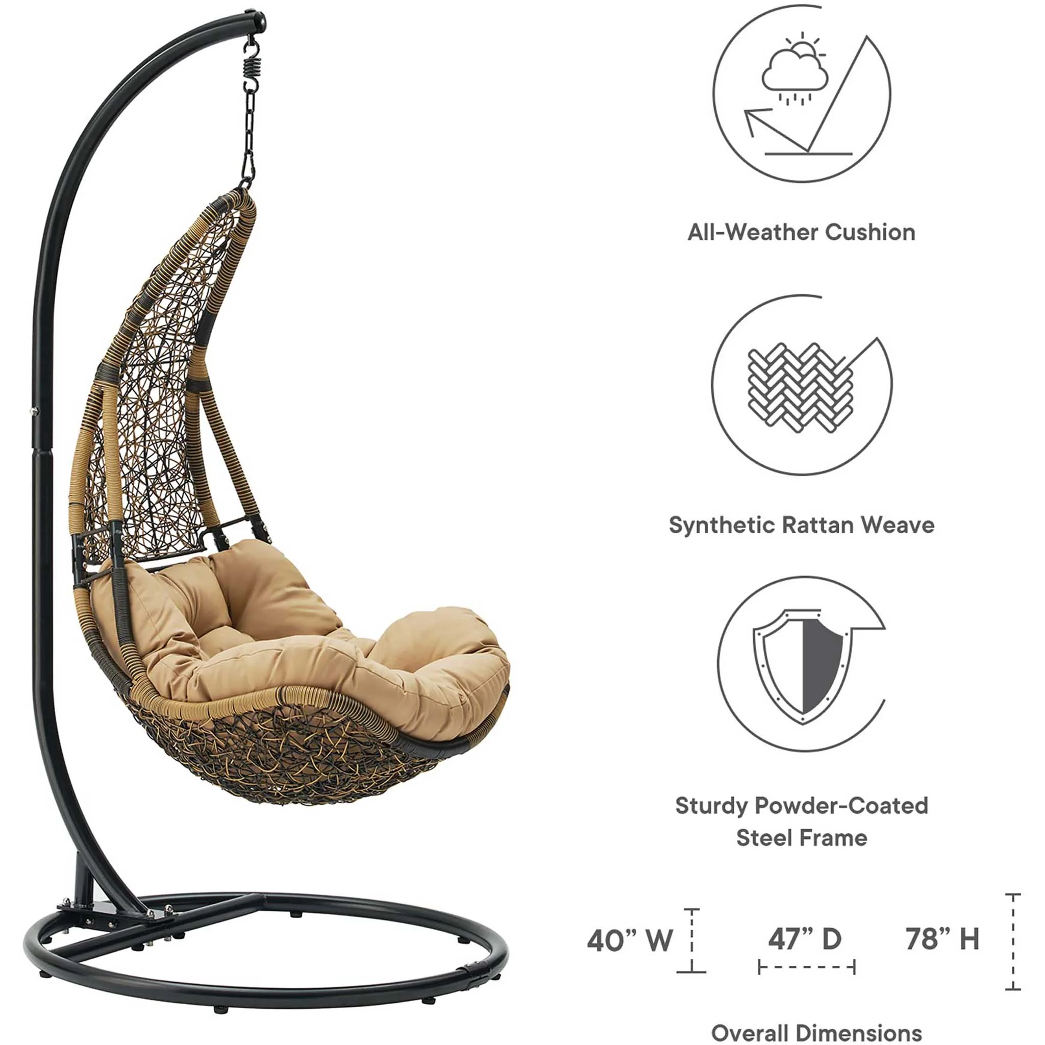 Attain Swing Chair With Stand Black Mocha - Image 6