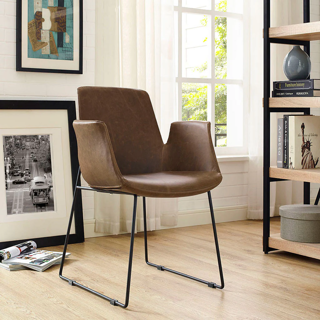 Attention Dining Leather Armchair Brown - Image 4