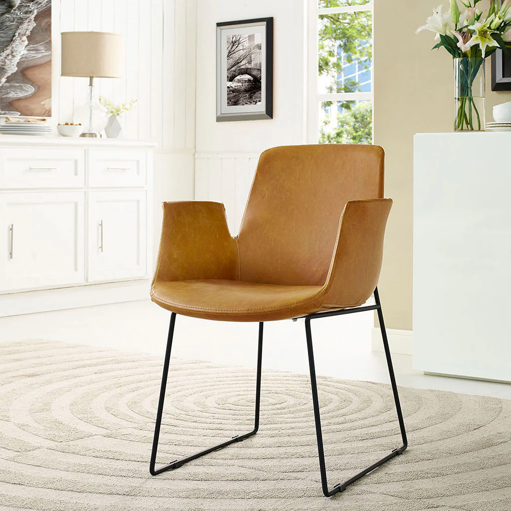 Attention Dining Leather Armchair Tan - Image 4