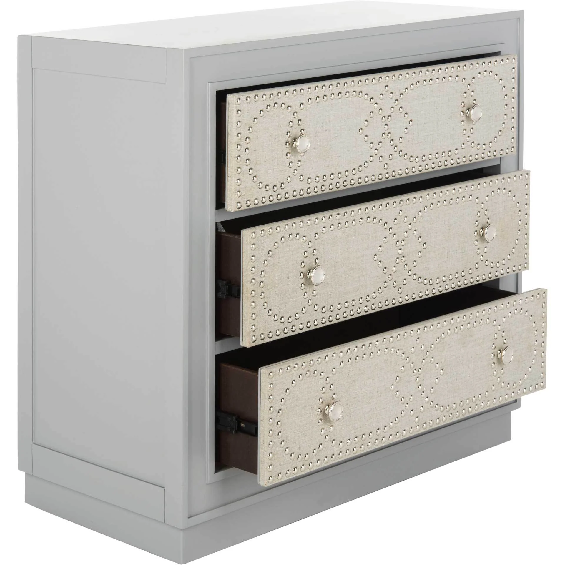 Aubrey 3 Drawer Chest Light Gray/Nickel - Image 2