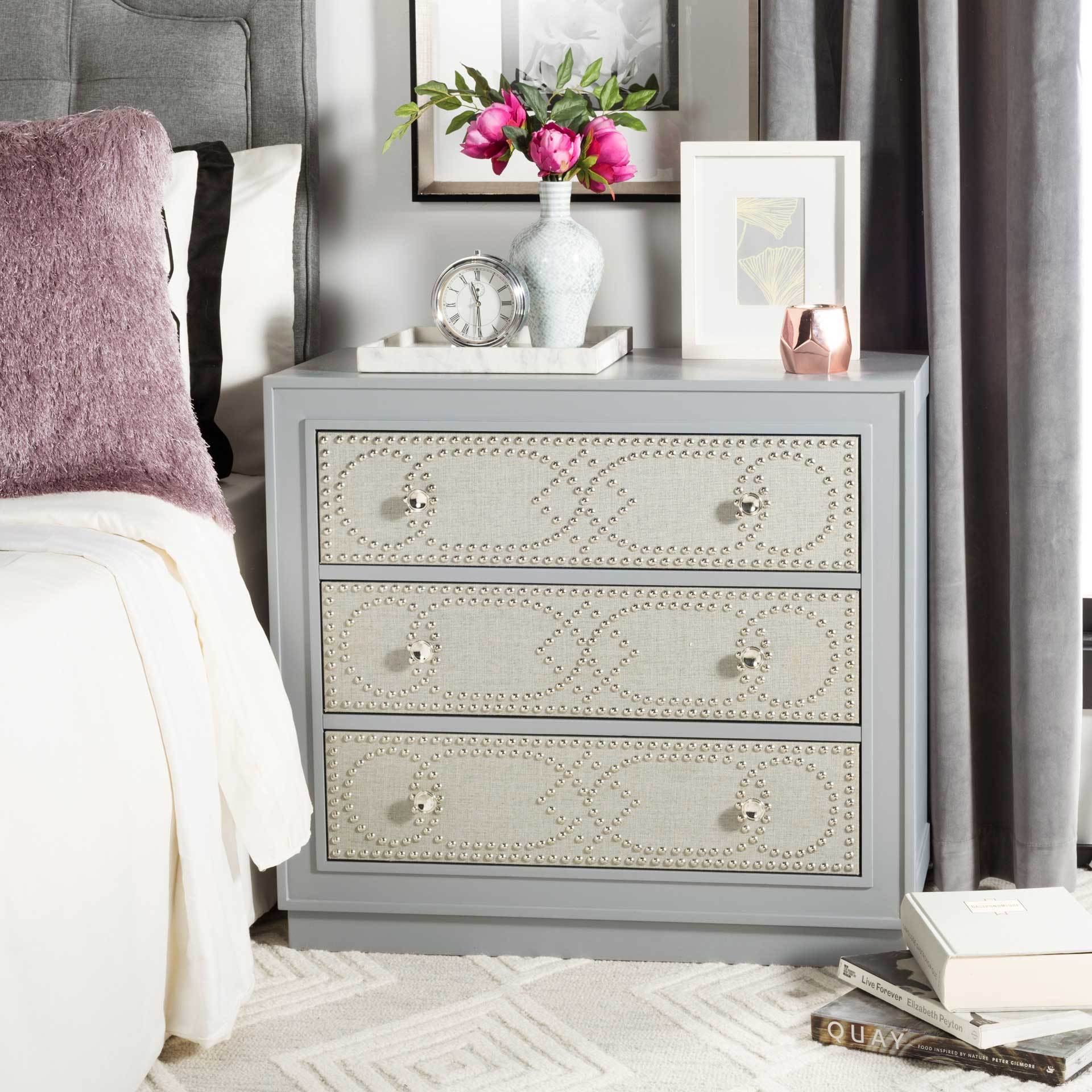 Aubrey 3 Drawer Chest Light Gray/Nickel - Image 5