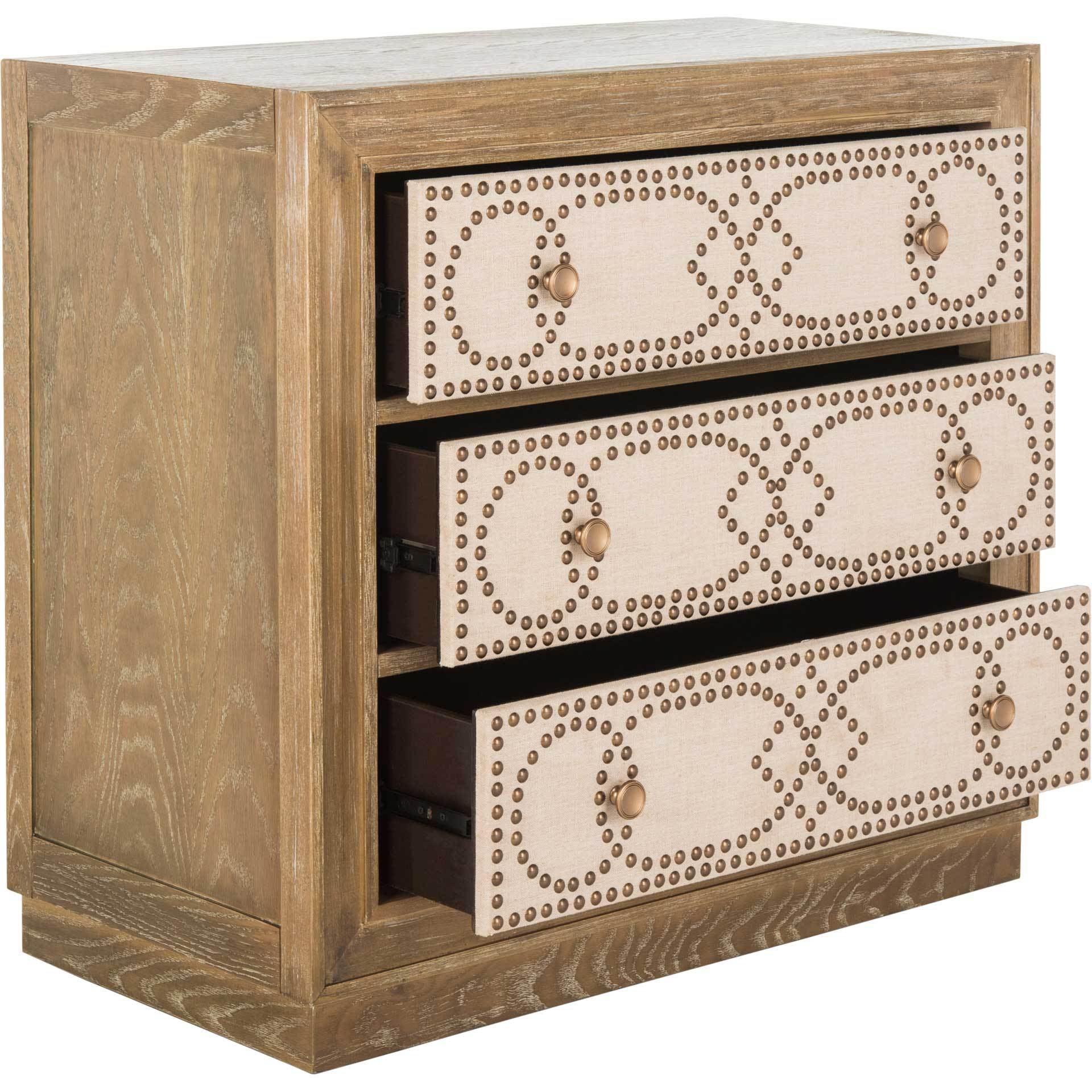 Aubrey 3 Drawer Chest Oak/Beige/Copper - Image 2