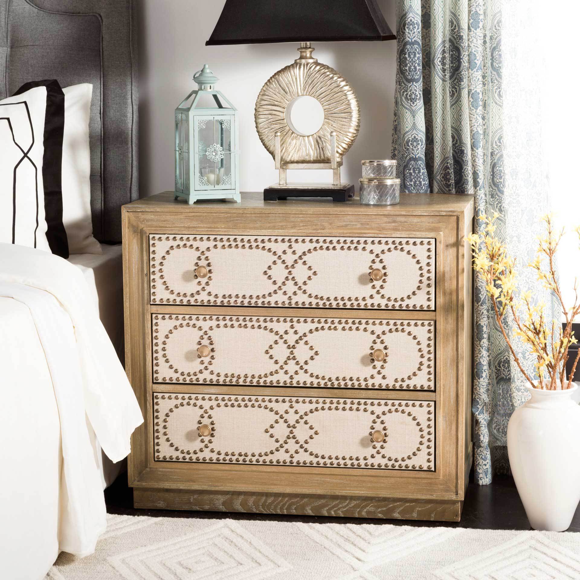 Aubrey 3 Drawer Chest Oak/Beige/Copper - Image 5