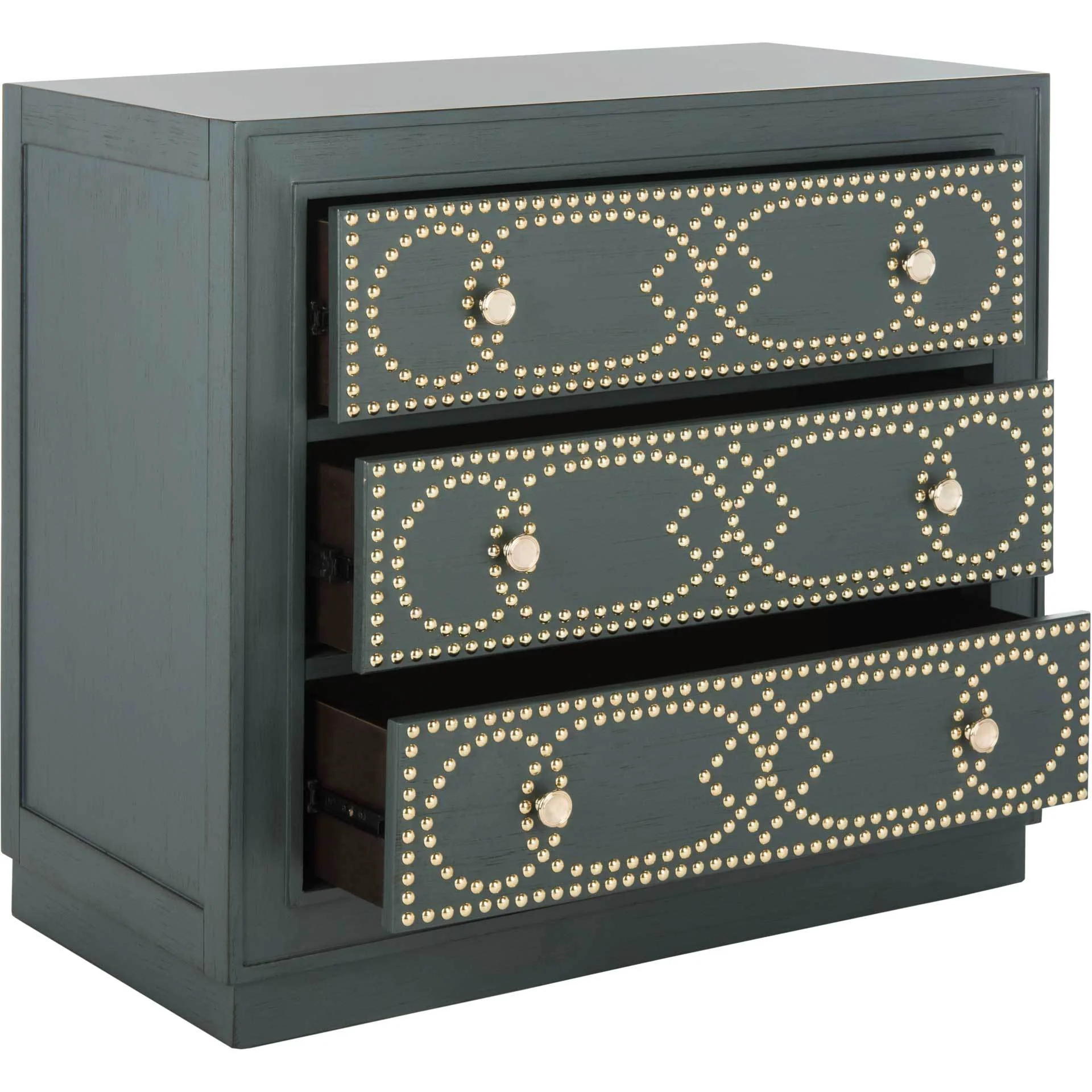 Aubrey 3 Drawer Chest Steel Teal/Gold - Image 2
