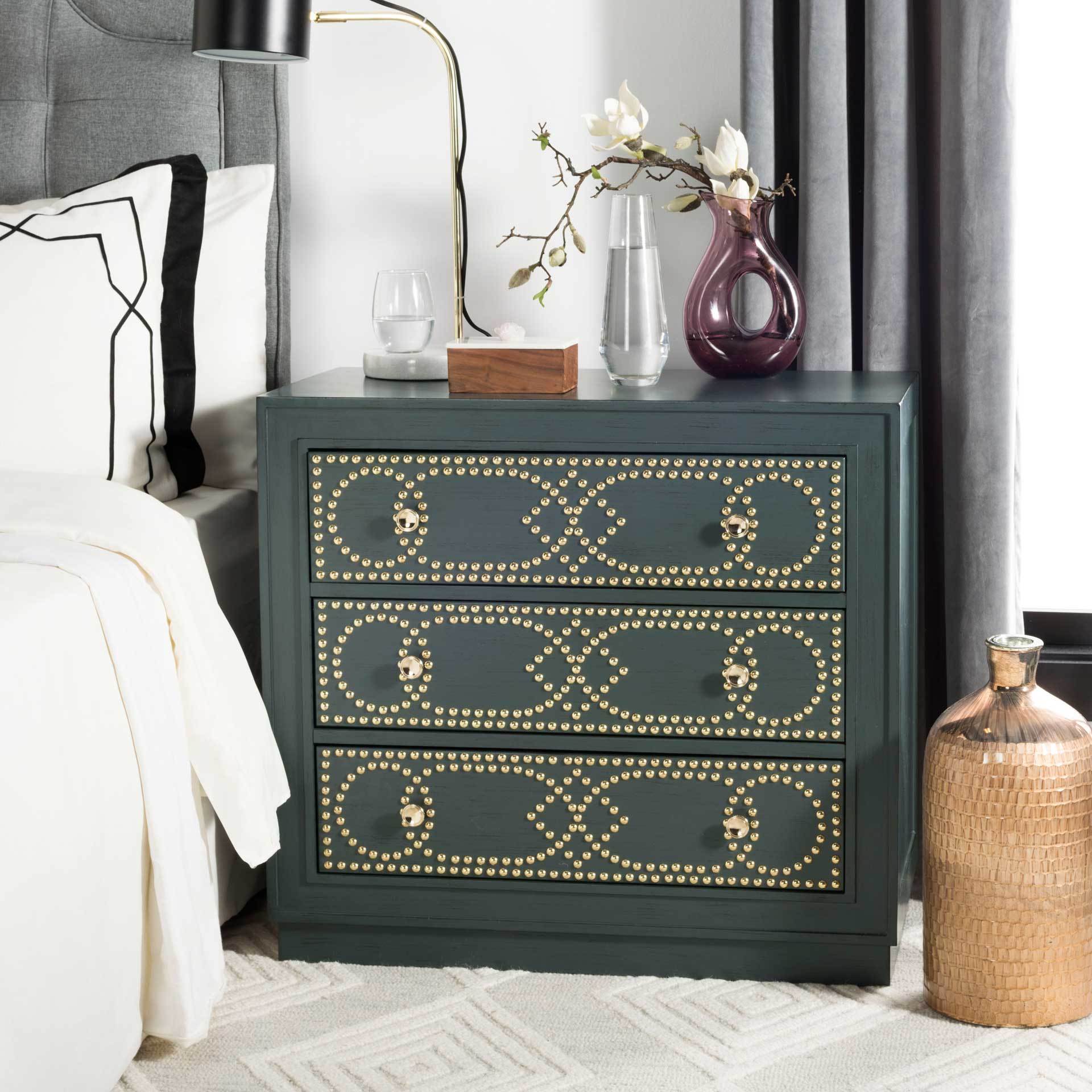 Aubrey 3 Drawer Chest Steel Teal/Gold - Image 4