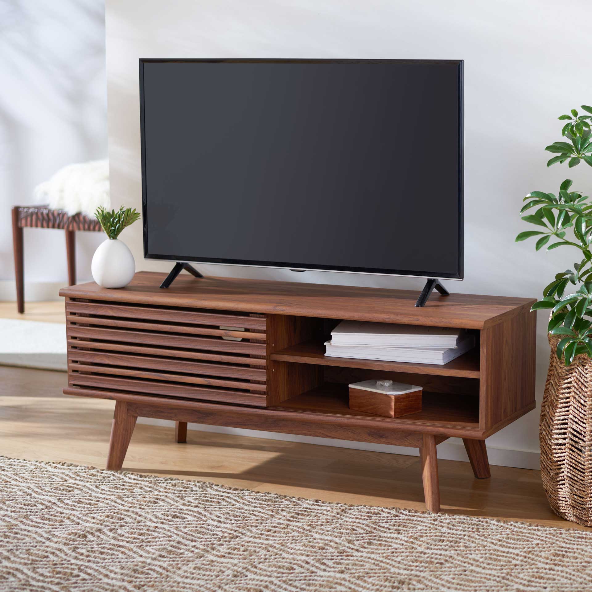 Audra 2 Shelf Media Stand Walnut - Image 8