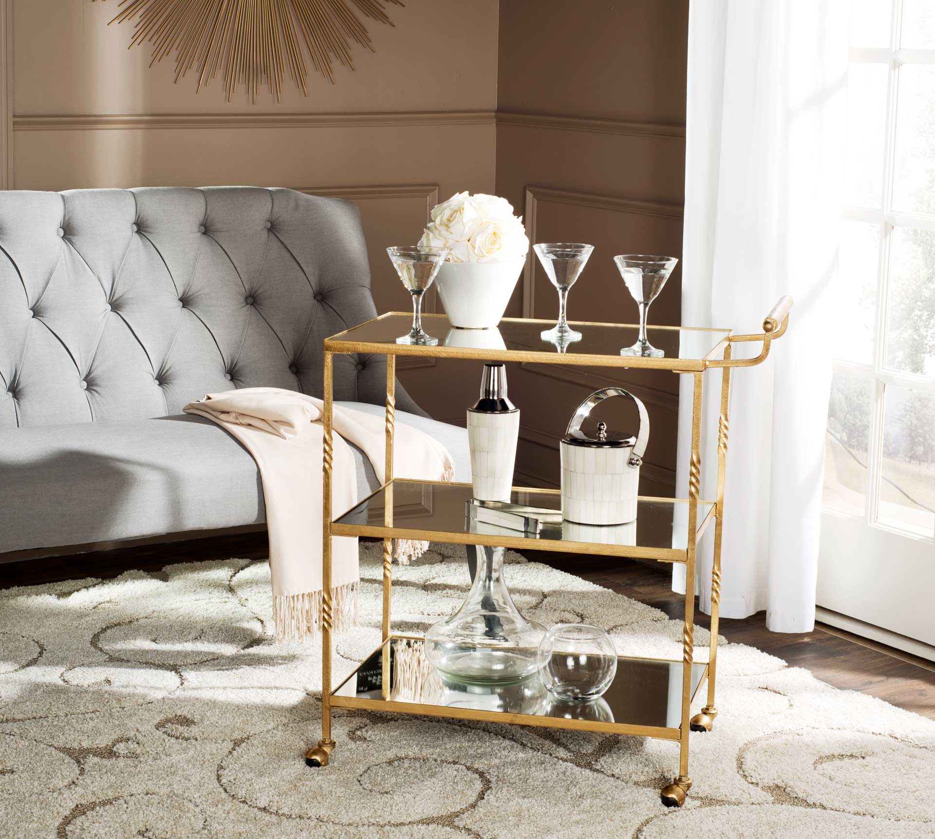 Audrina Bar Cart Gold - Image 4