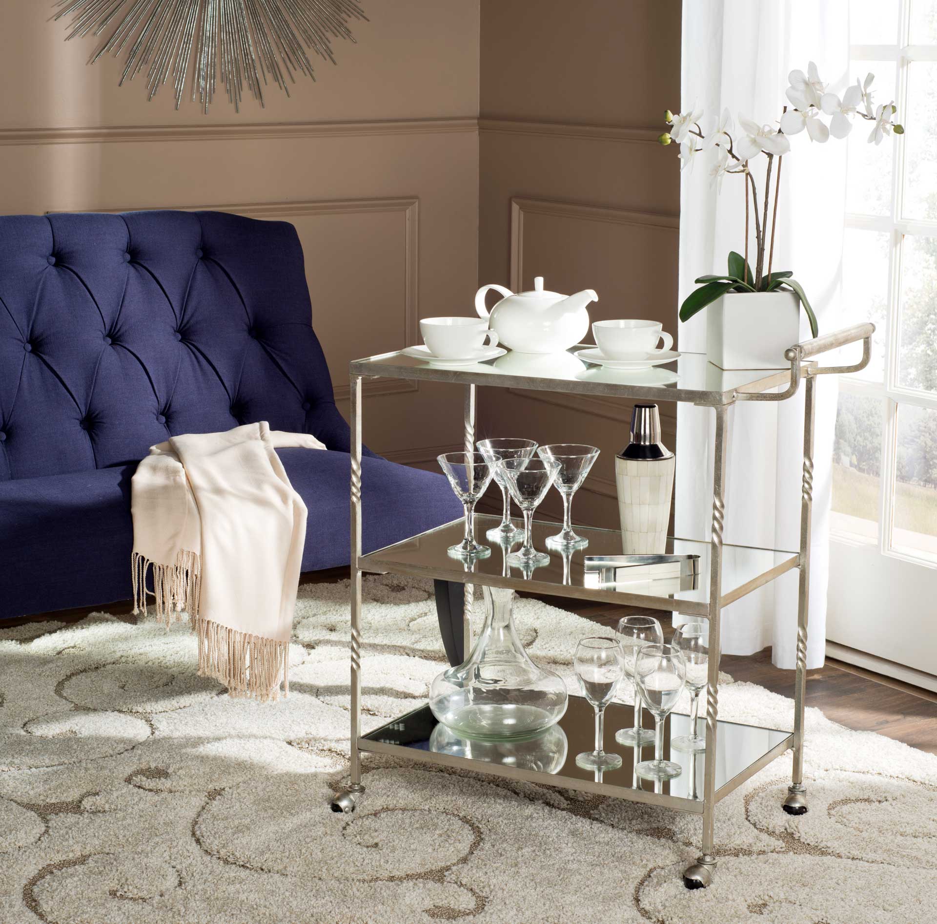 Audrina Bar Cart Silver - Image 4