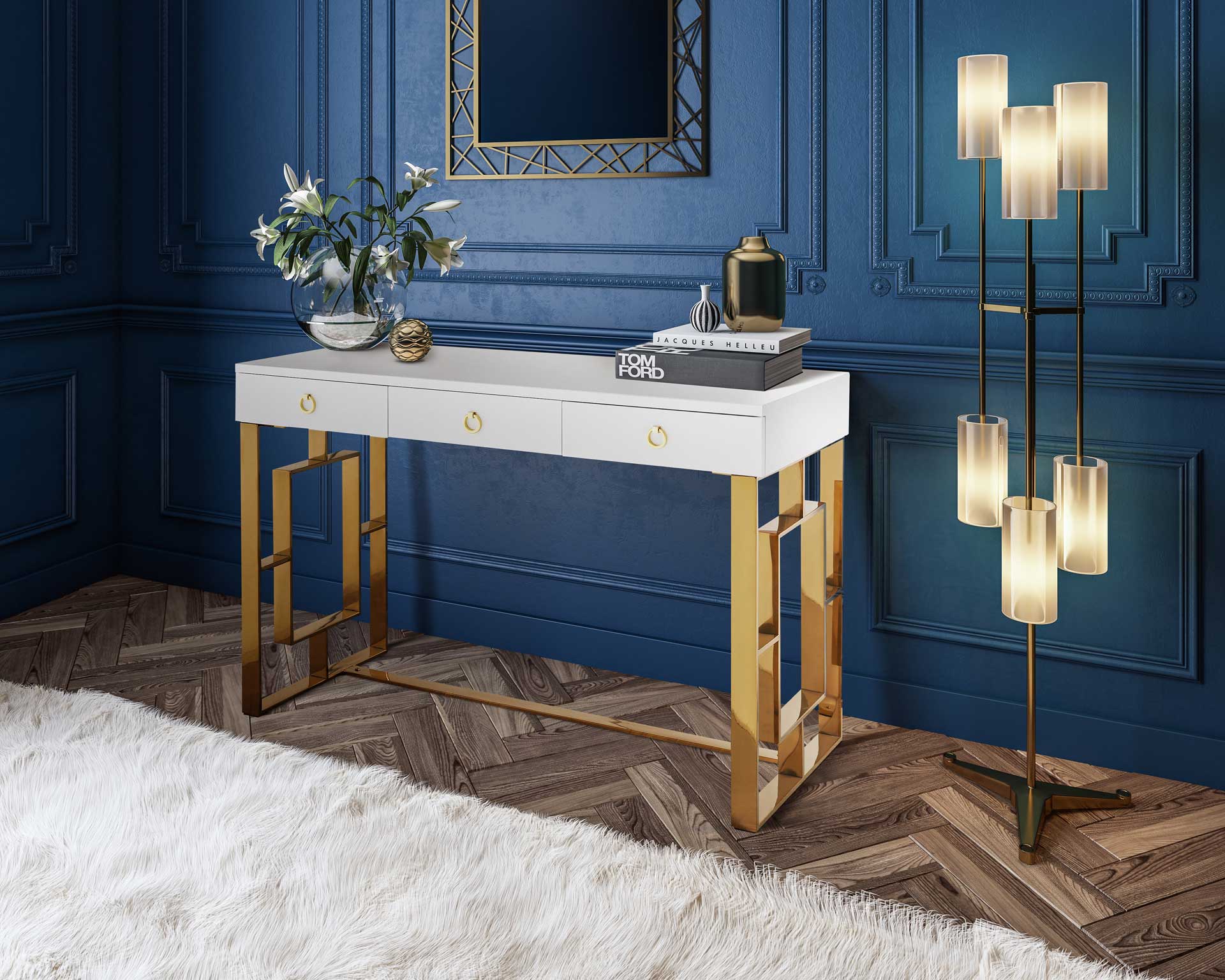 Audrina Lacquer Desk White - Image 9