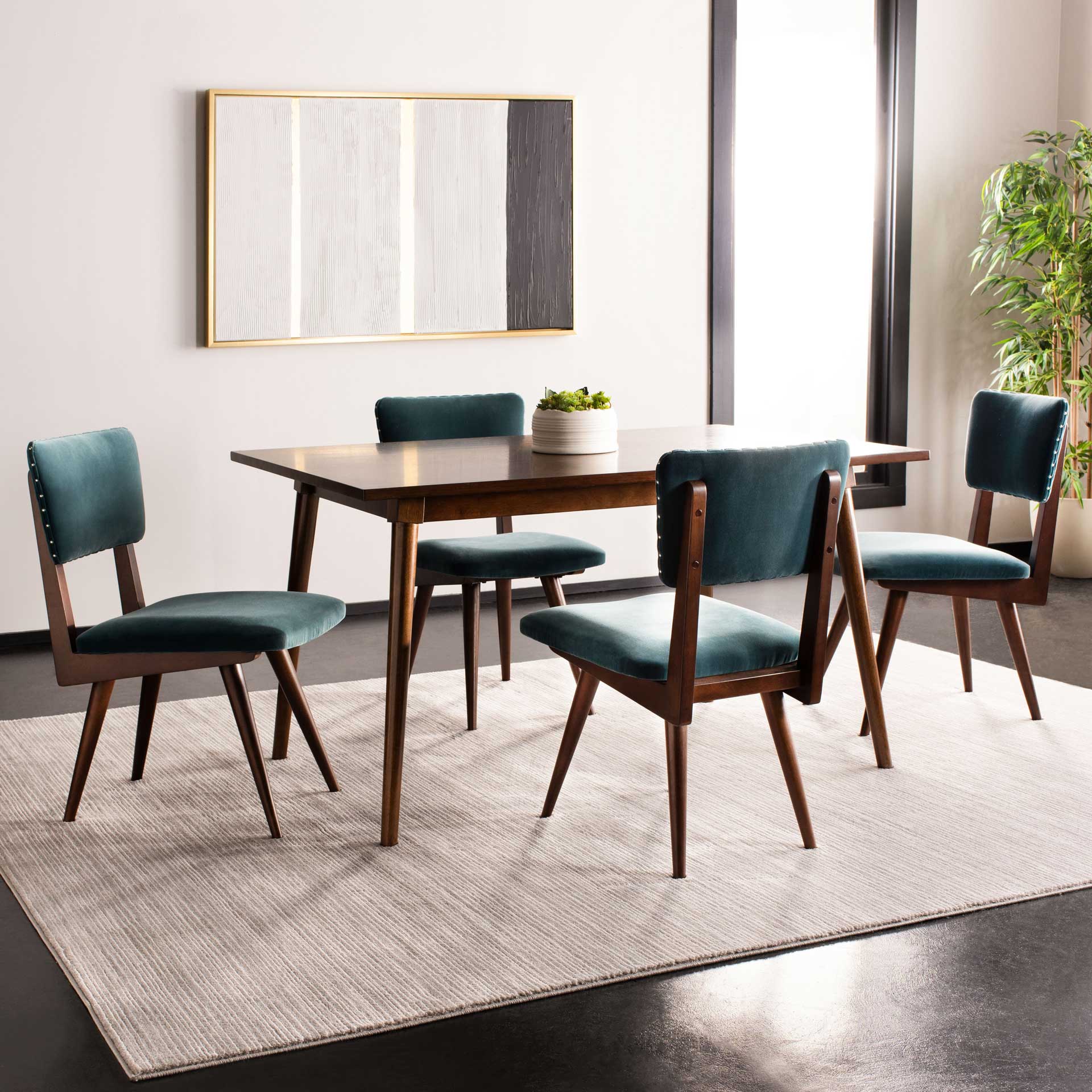 August Dining Chair Dark Teal/Dark Walnut (Set of 2) - Image 9