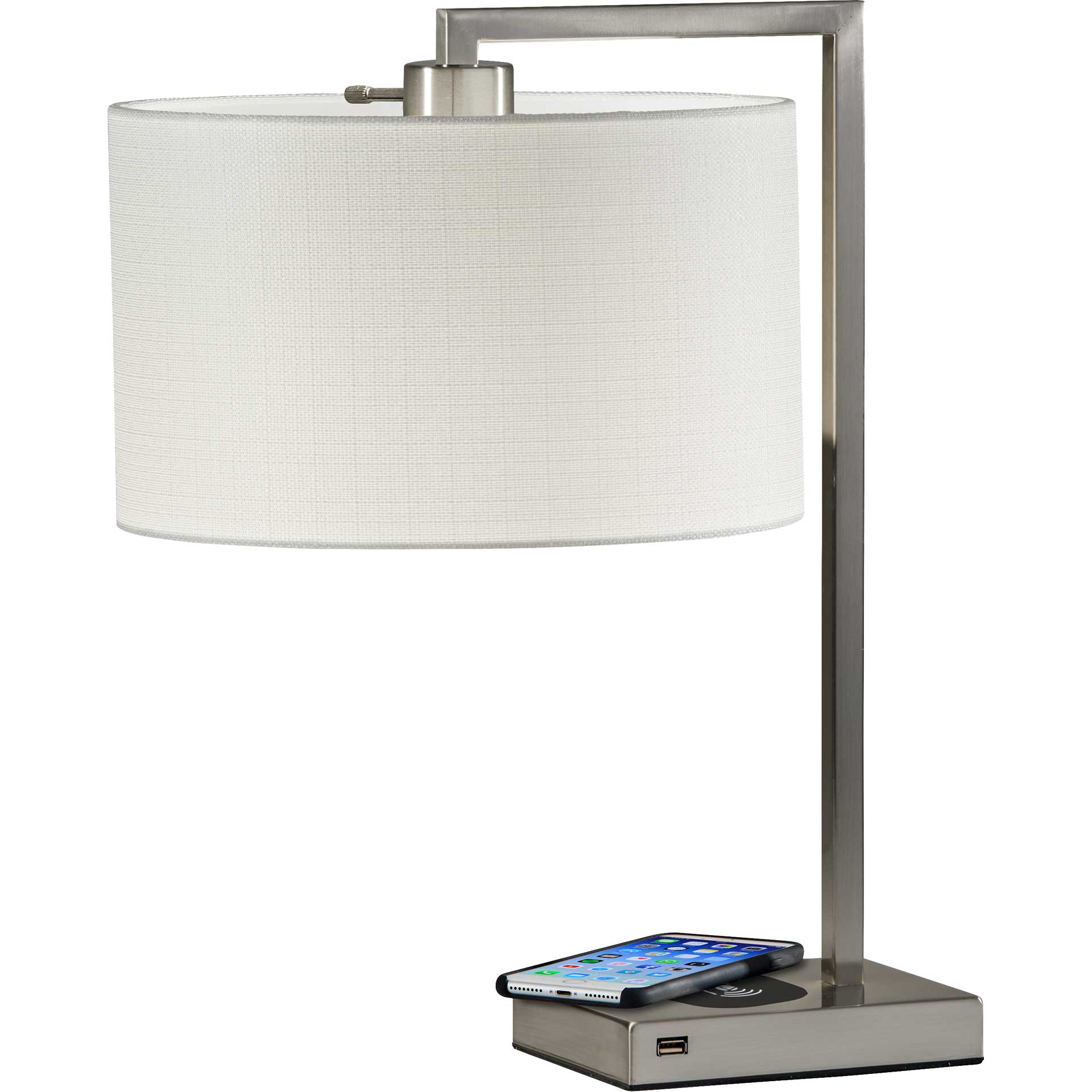 Aurillac Wireless Charge Table Lamp Brushed Steel - Image 2