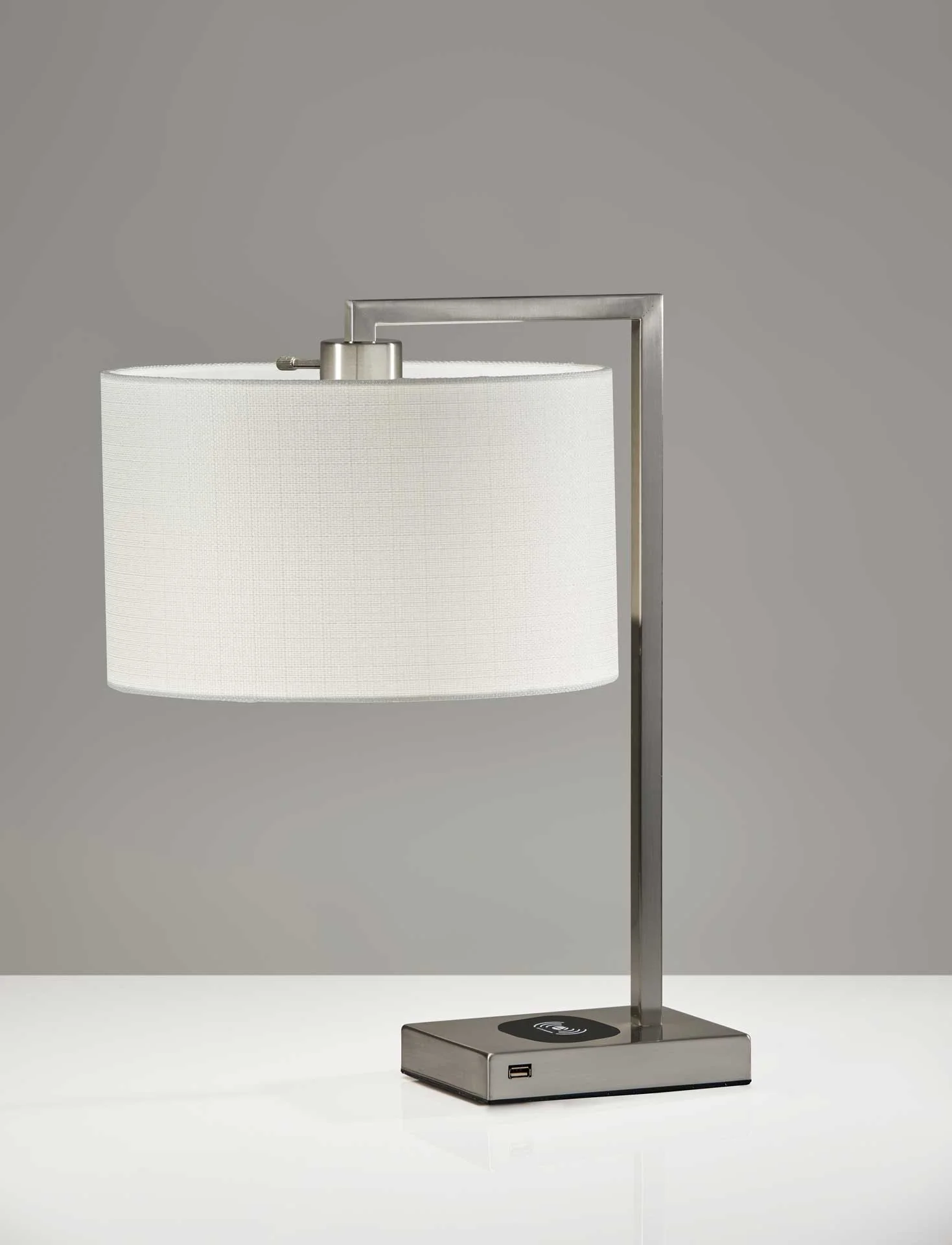 Aurillac Wireless Charge Table Lamp Brushed Steel - Image 3
