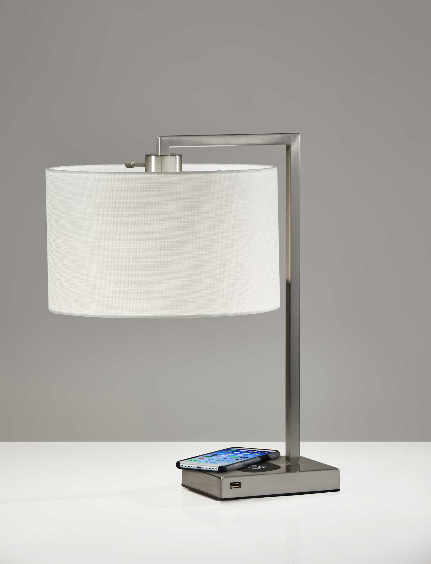 Aurillac Wireless Charge Table Lamp Brushed Steel - Image 4