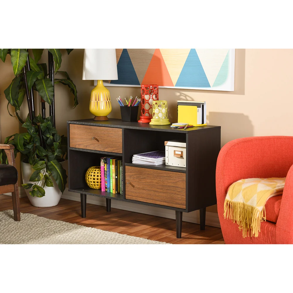 Austin Sideboard Cabinet Black/Walnut - Image 5