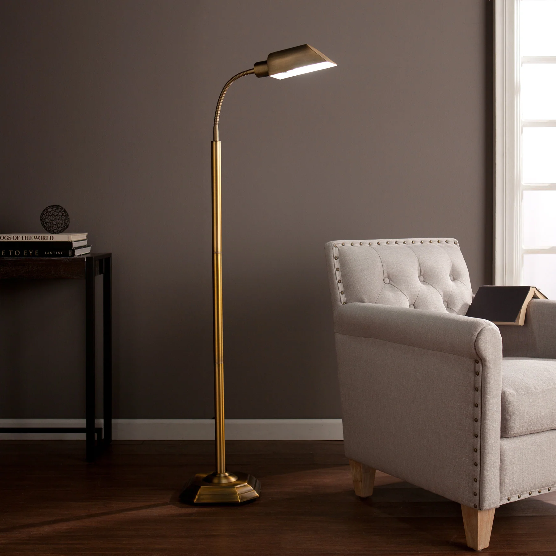 Author Floor Lamp Honey Brass - Image 2