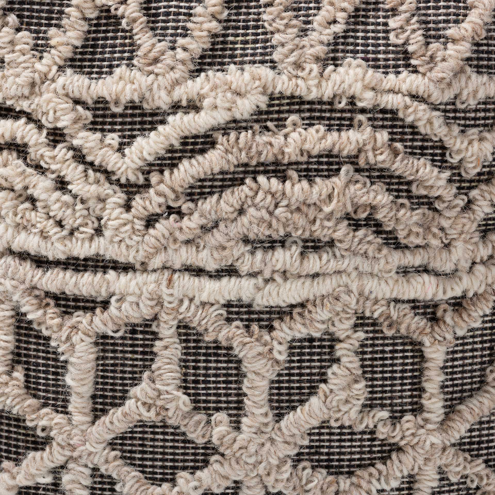 Ava Handwoven Cotton Pouf Beige/Brown - Image 3